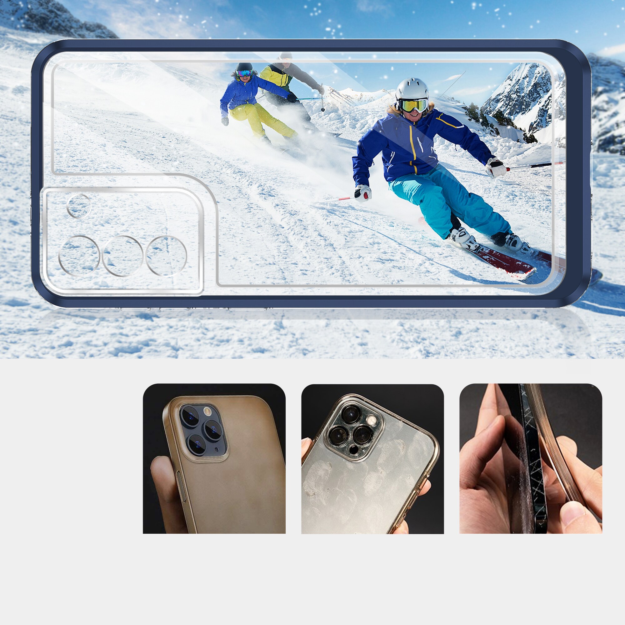Kirkas 3in1 Case for Samsung Galaxy S21 + 5G (S21 Plus 5G) Kehys Gel Cover Sininen