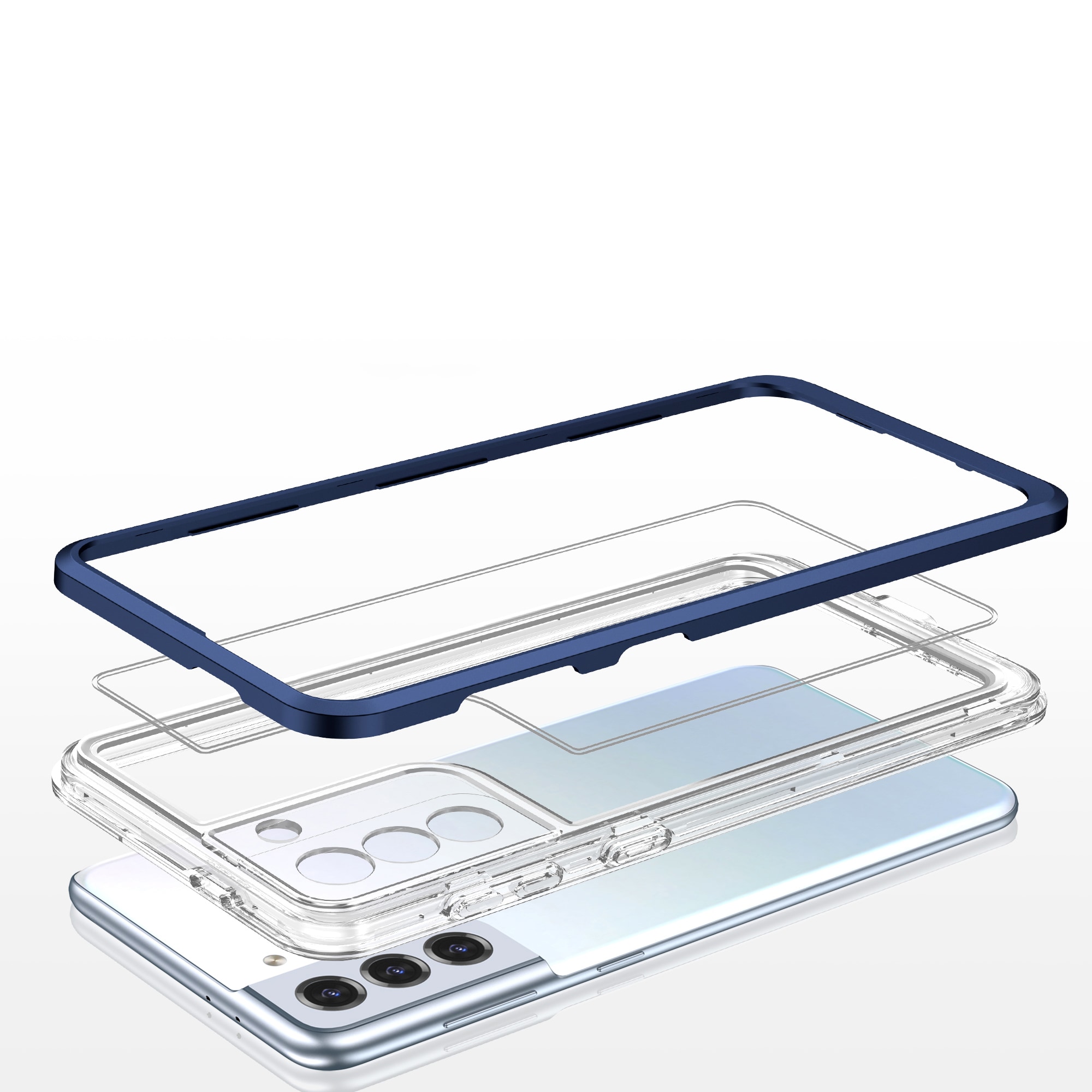 Kirkas 3in1 Case for Samsung Galaxy S21 + 5G (S21 Plus 5G) Kehys Gel Cover Sininen