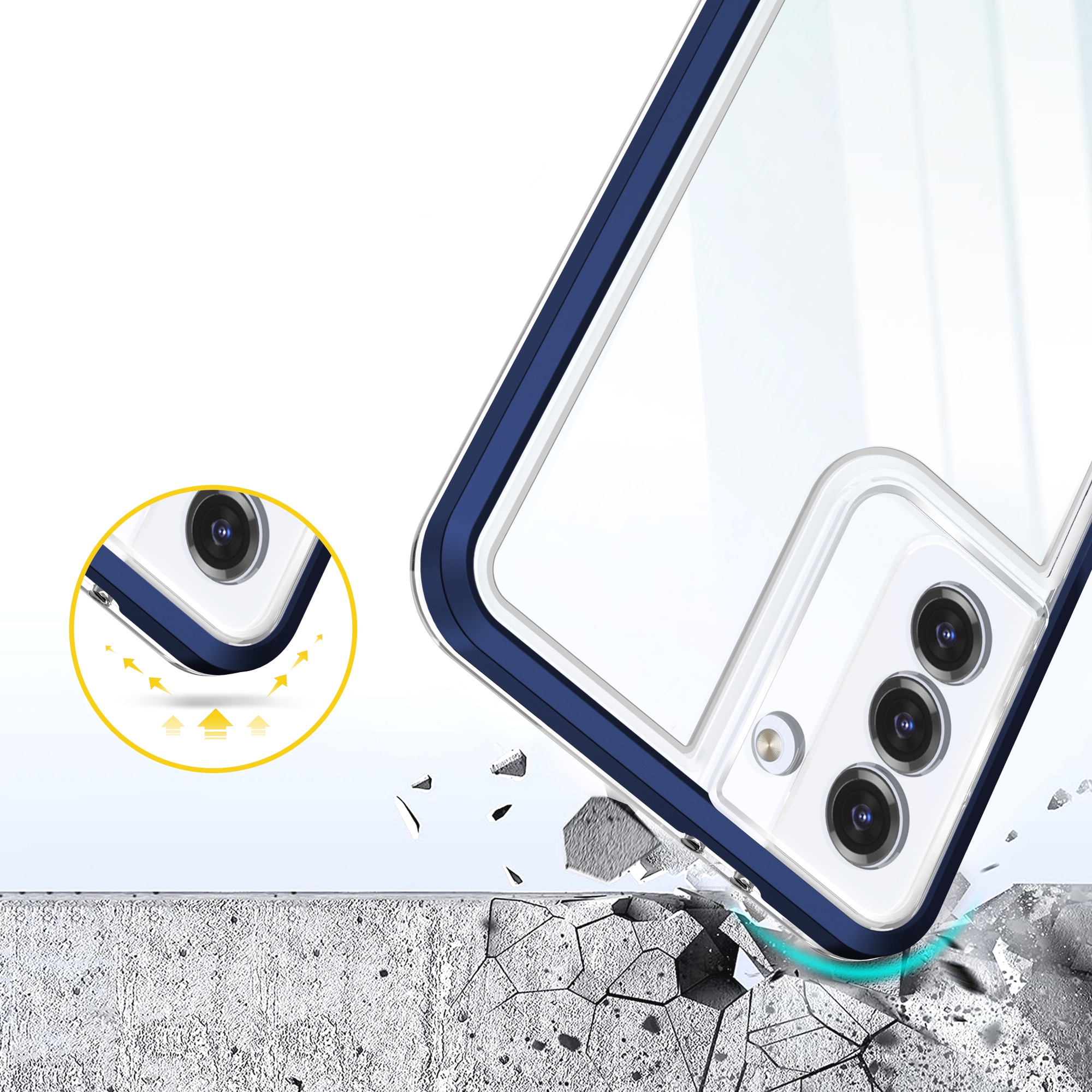 Kirkas 3in1 Case for Samsung Galaxy S21 + 5G (S21 Plus 5G) Kehys Gel Cover Sininen