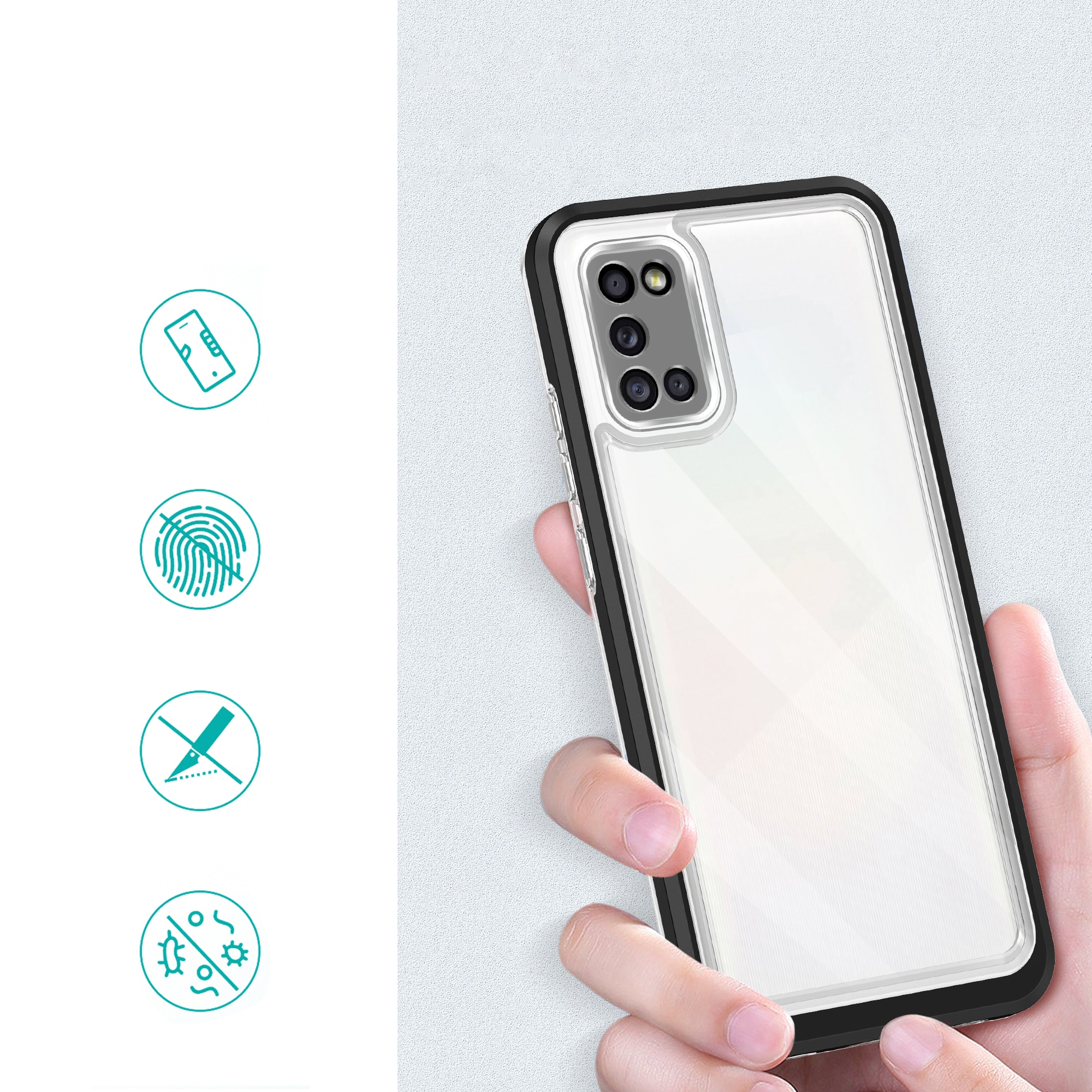 Kirkas 3in1 tapauksessa Samsung Galaxy A03s (166) runko geeli kansi musta