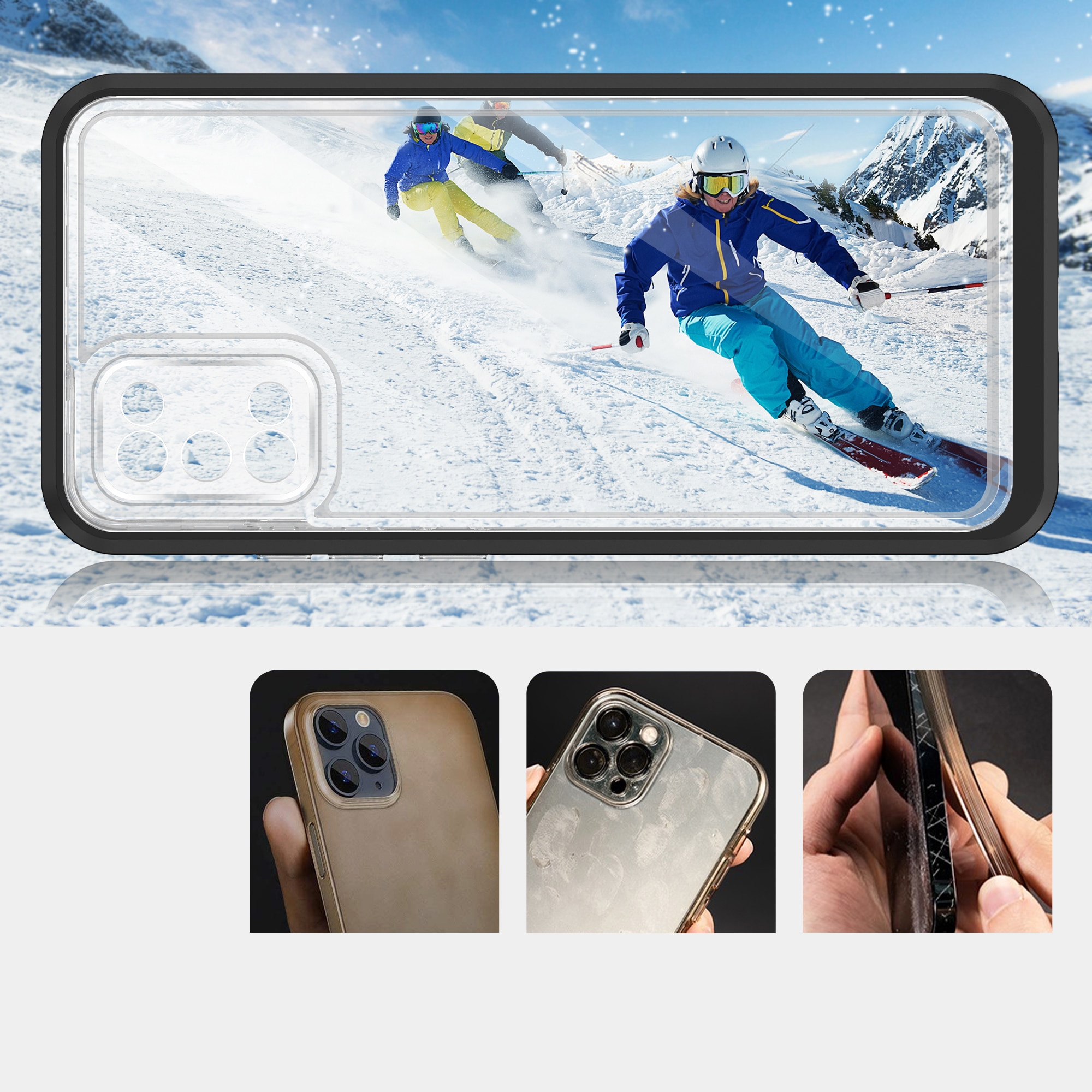 Kirkas 3in1 tapauksessa Samsung Galaxy A03s (166) runko geeli kansi musta