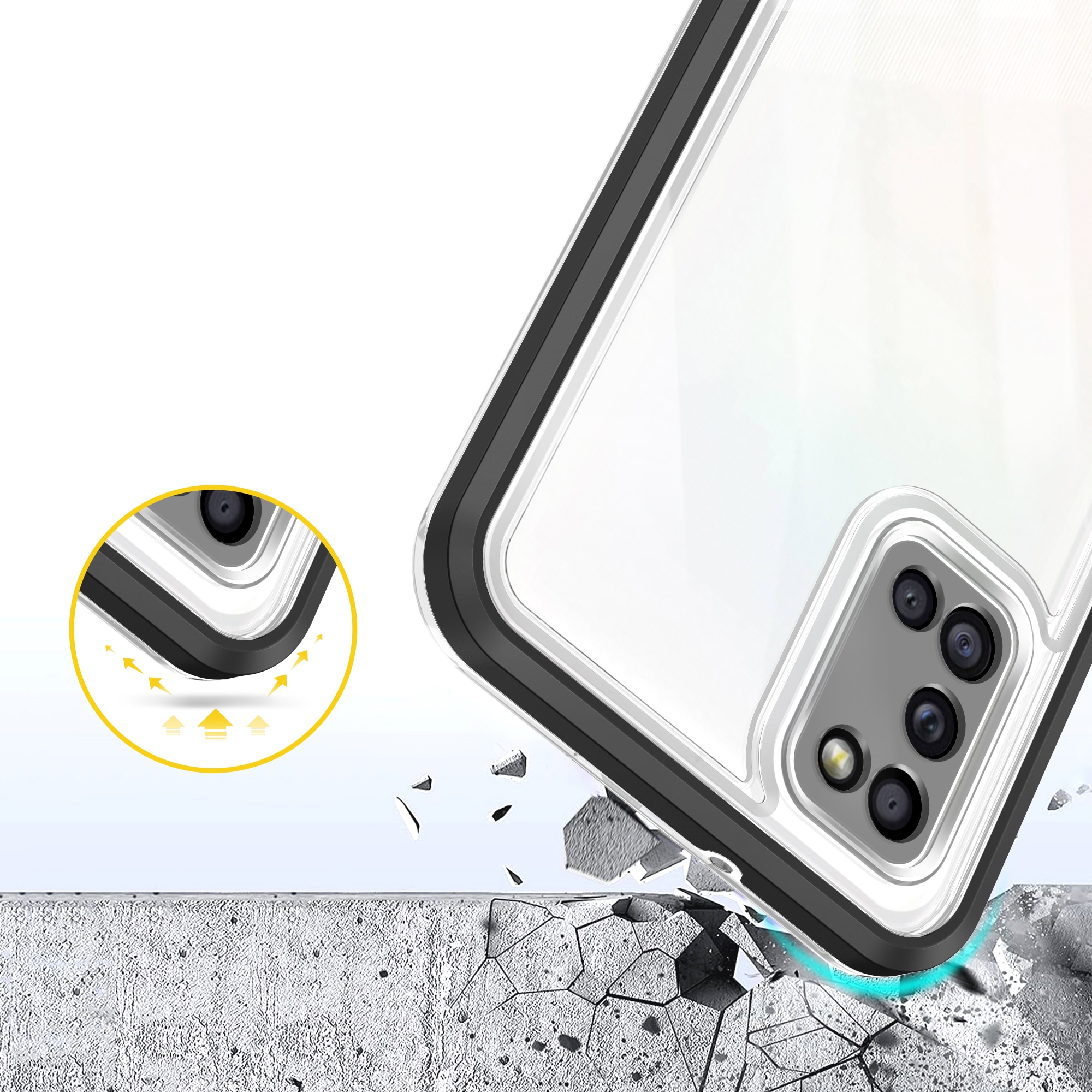 Kirkas 3in1 tapauksessa Samsung Galaxy A03s (166) runko geeli kansi musta