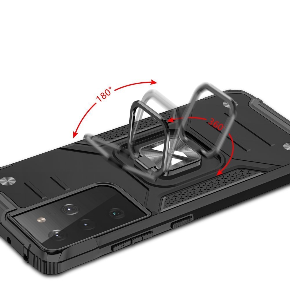 Wozinsky Ring Armor hybridi kotelo + magneettinen pidike Samsung Galaxy S22 Ultra punainen