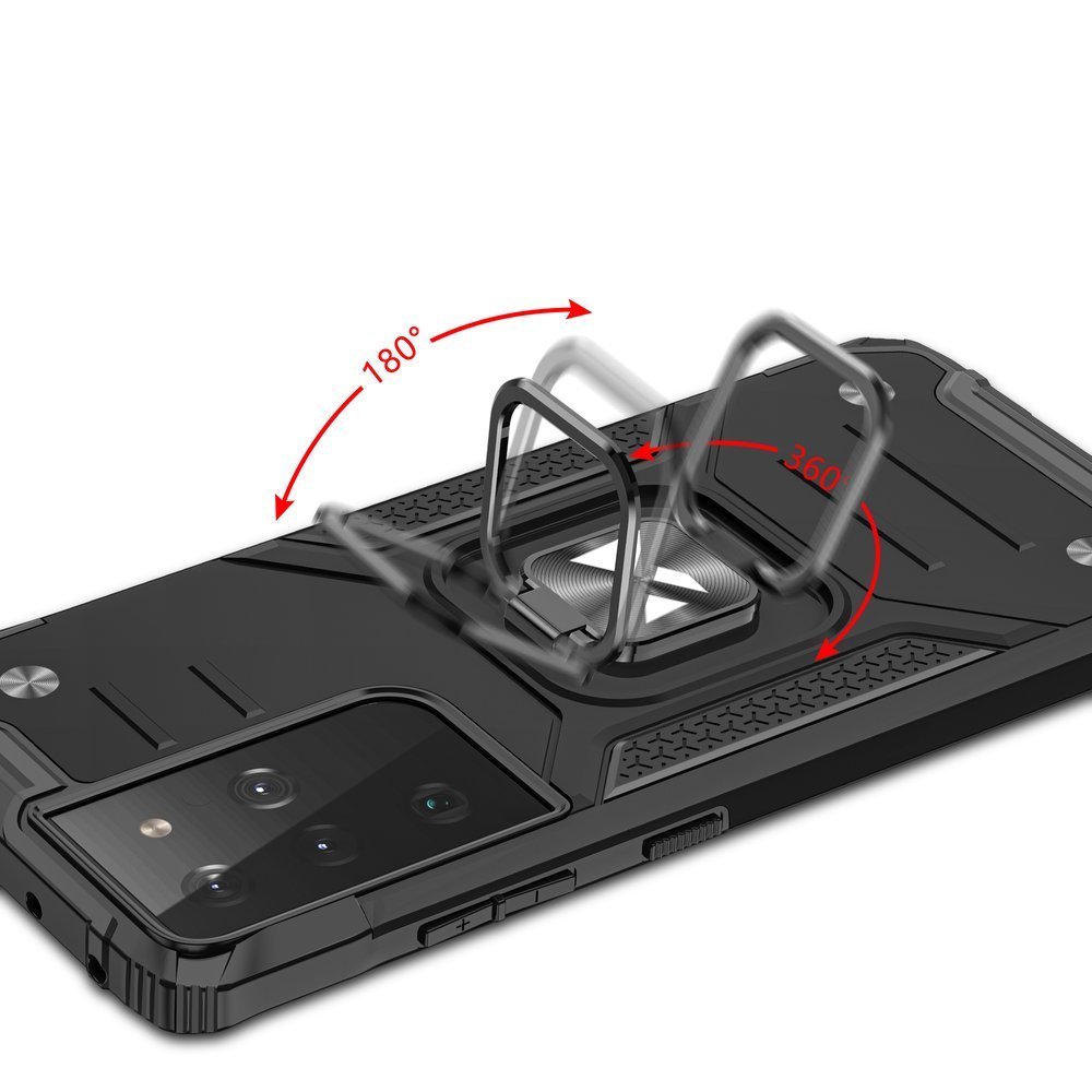 Wozinsky Ring Armor hybridi kotelo + magneettinen pidike Samsung Galaxy S22 Ultra, sininen