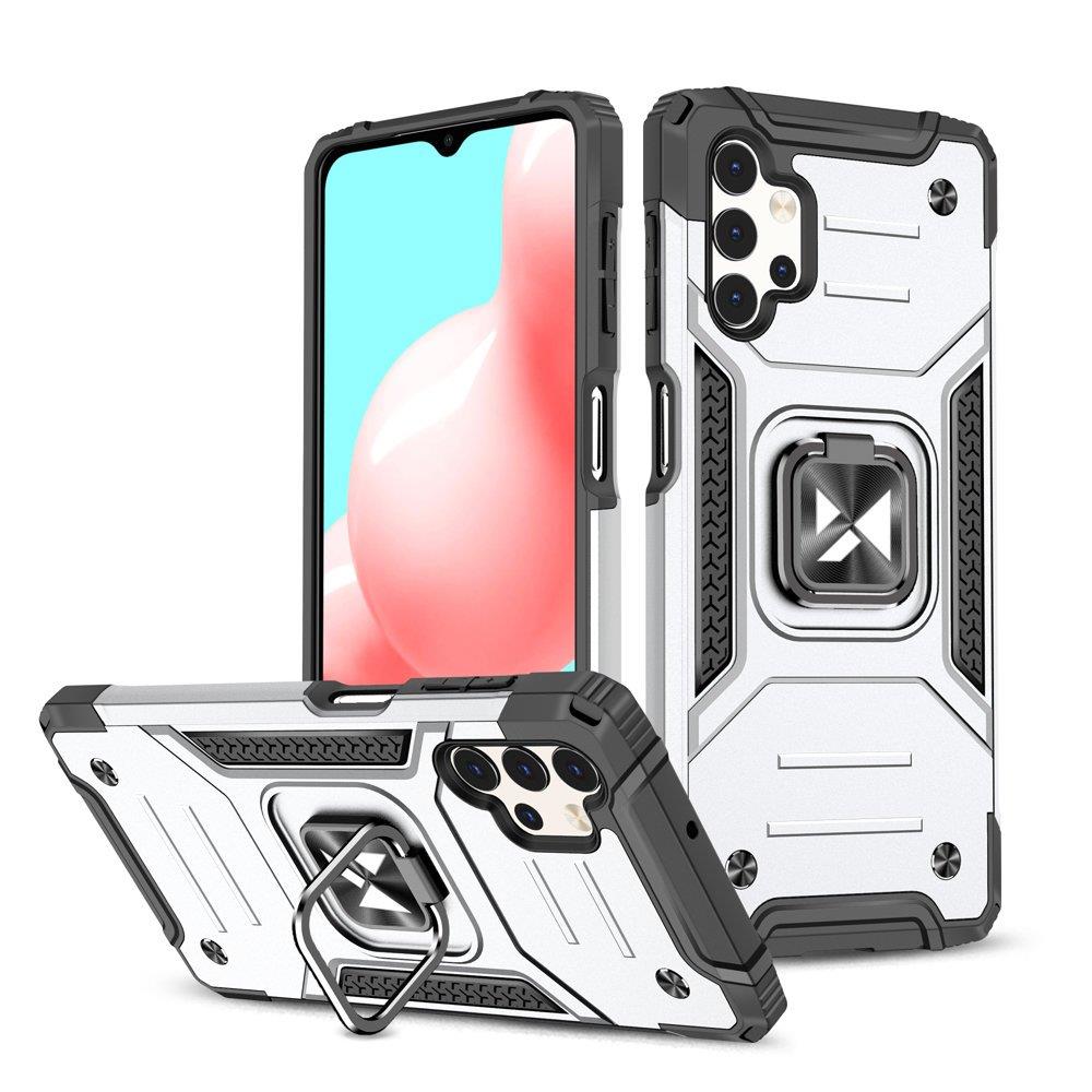 Wozinsky Ring Armor kova hybridi kotelo kansi + magneettinen pidike Samsung Galaxy A73 hopea