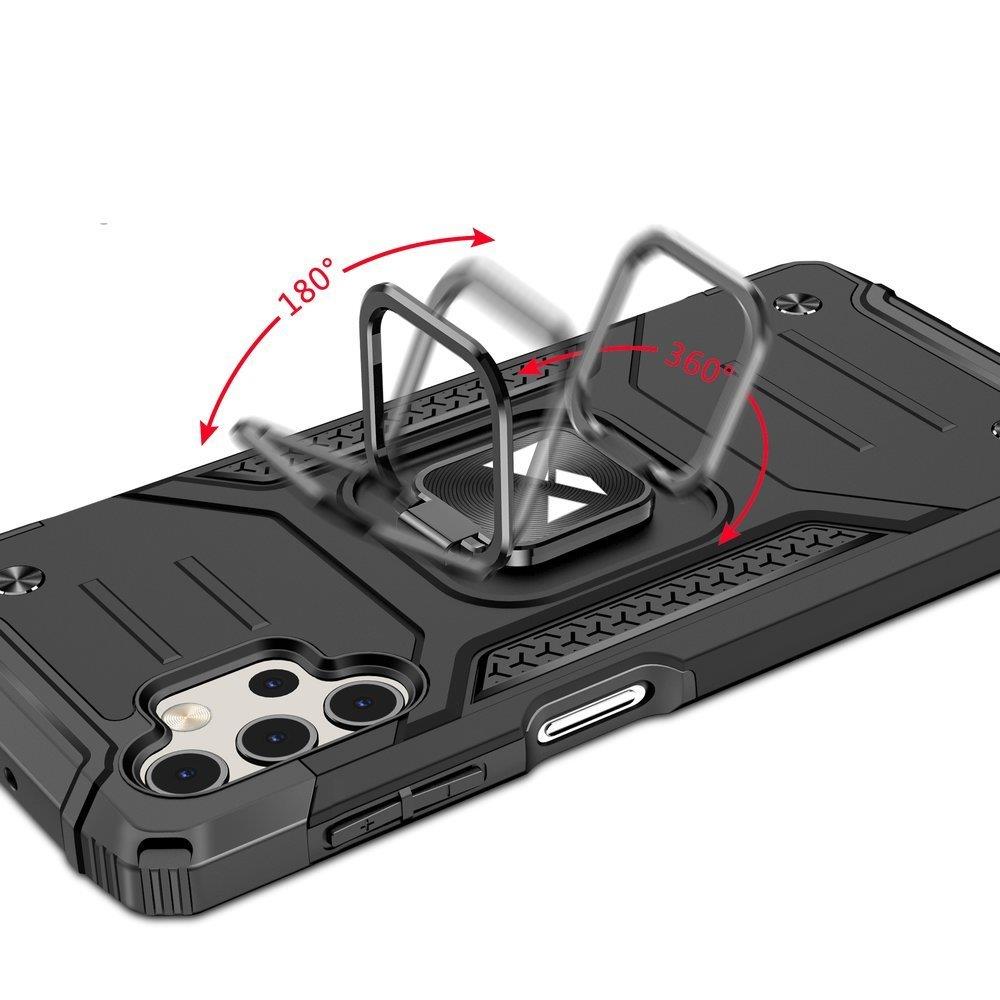 Wozinsky Ring Armor kova hybridi kotelo kansi + magneettinen pidike Samsung Galaxy A73 hopea