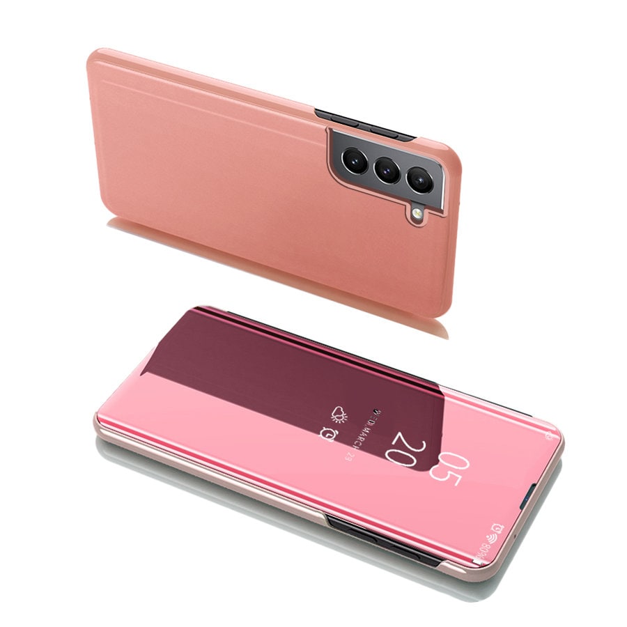 Clear View Asia Flip Cover for Samsung Galaxy S22 + (S22 Plus) vaaleanpunainen