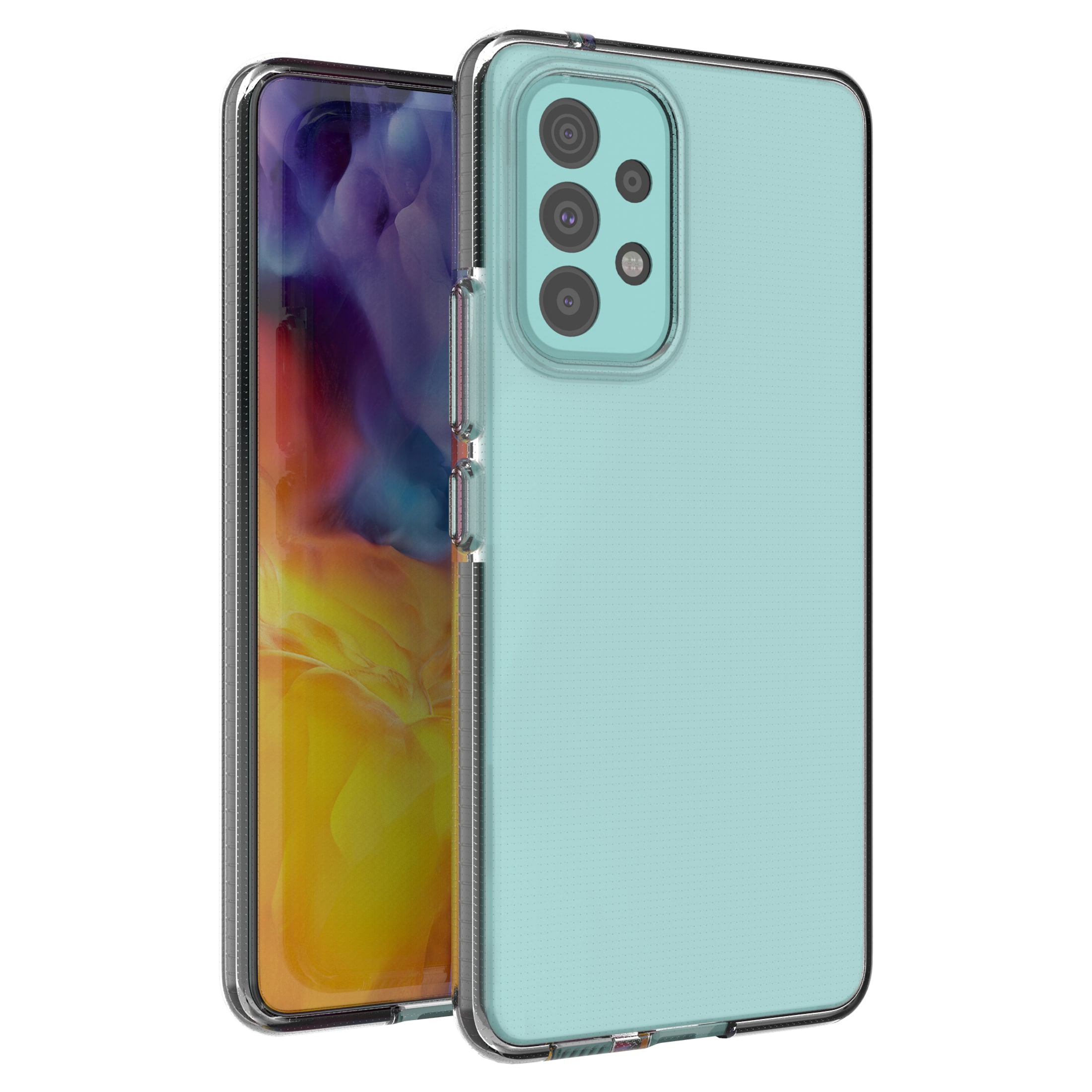 Spring Case kansi geeli TPU kansi värillinen kehys Samsung Galaxy A73 musta