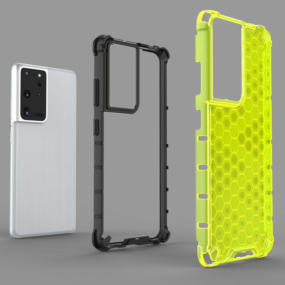Honeycomb tapauksessa panssaroitu kansi geelirunko Samsung Galaxy S22 Ultra sininen