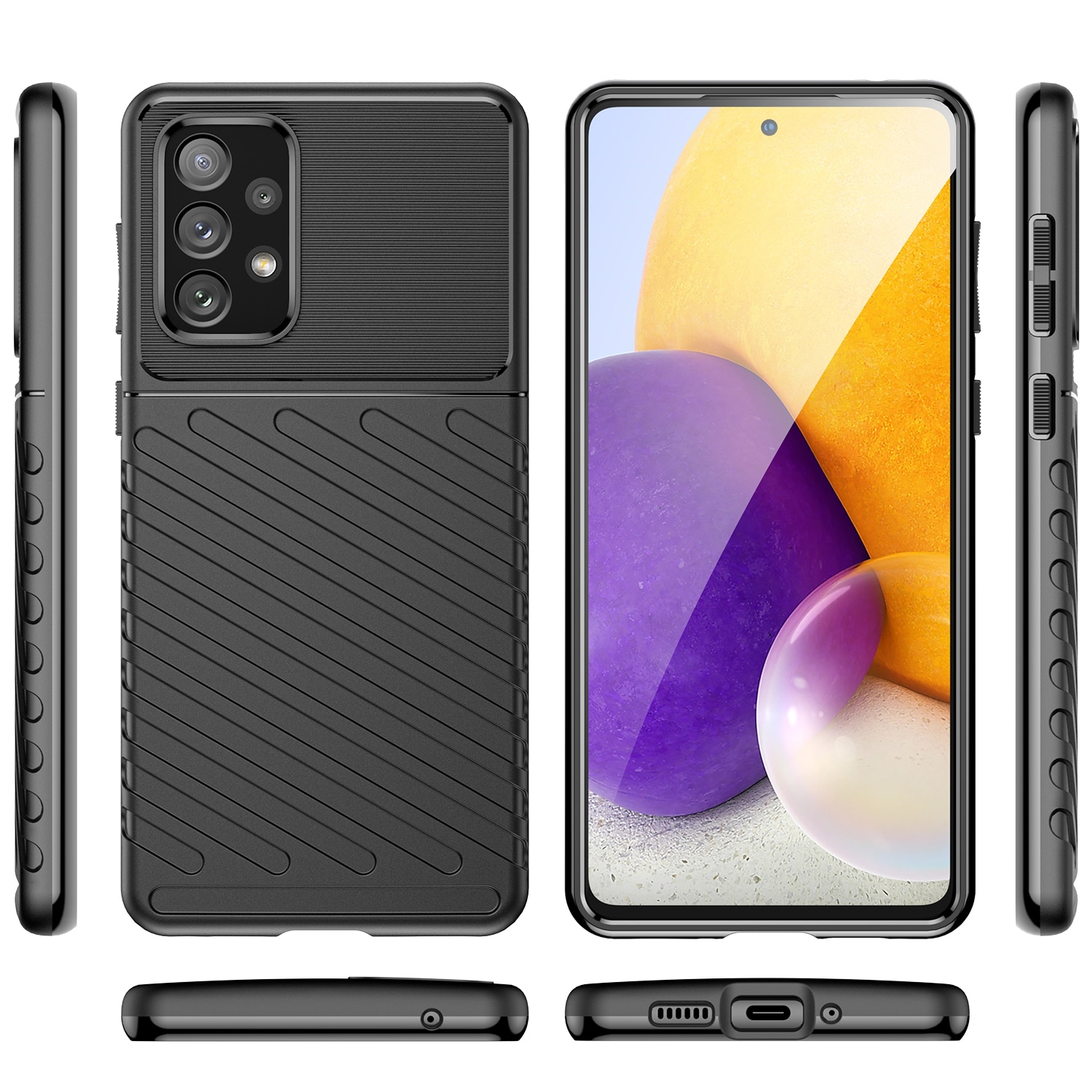 Thunder Case joustava panssaroitu suojus Samsung Galaxy A73 musta