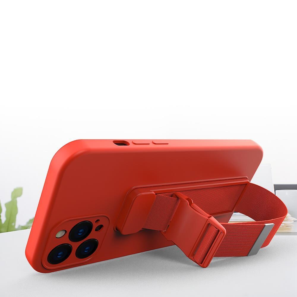Köysi Kotelo Silikoni Lanyard Cover kukkaro Lanyard hihna Samsung Galaxy S22 + (S22 Plus) Musta