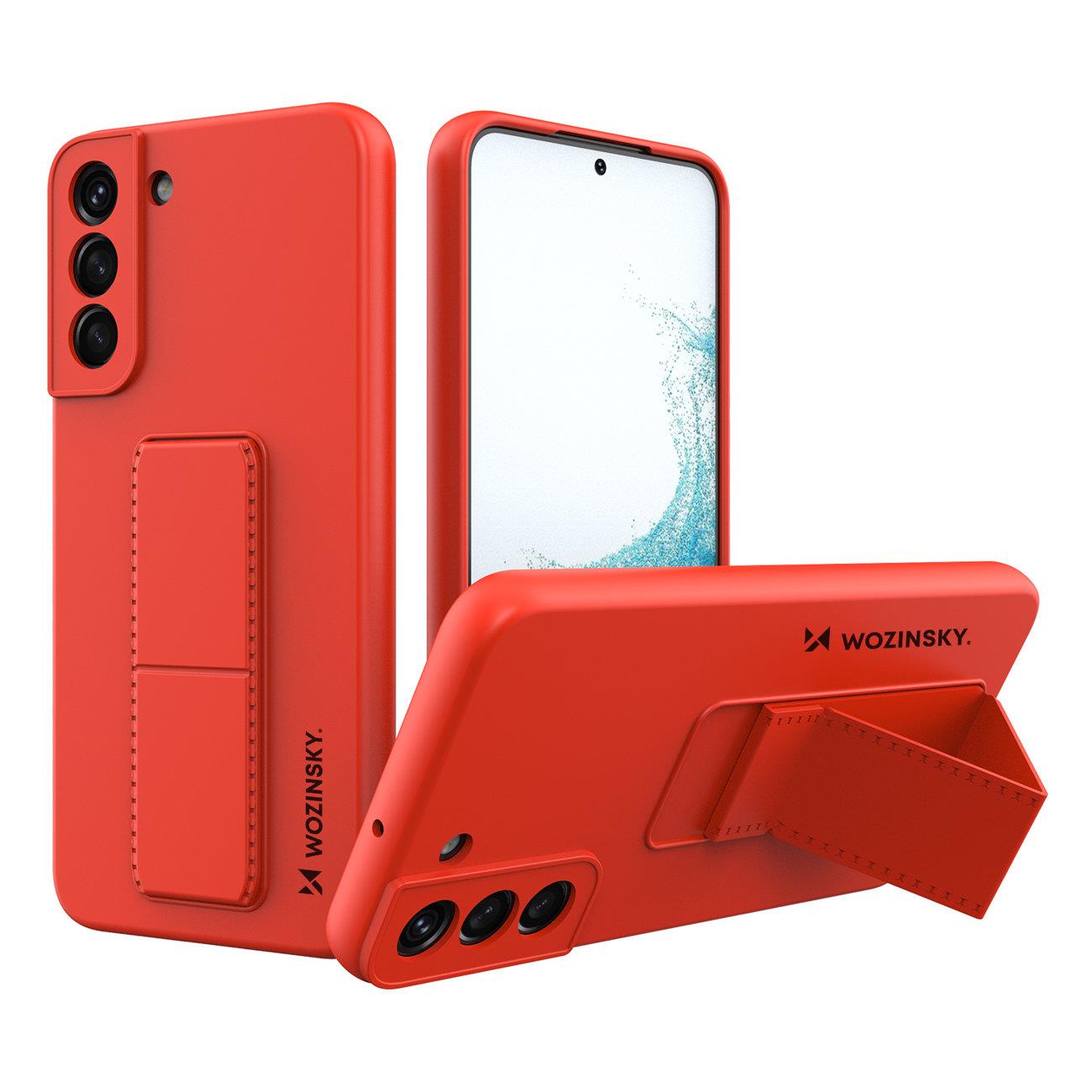 Wozinsky Kickstand Case silikoni kotelo jalusta Samsung Galaxy S22+ punainen