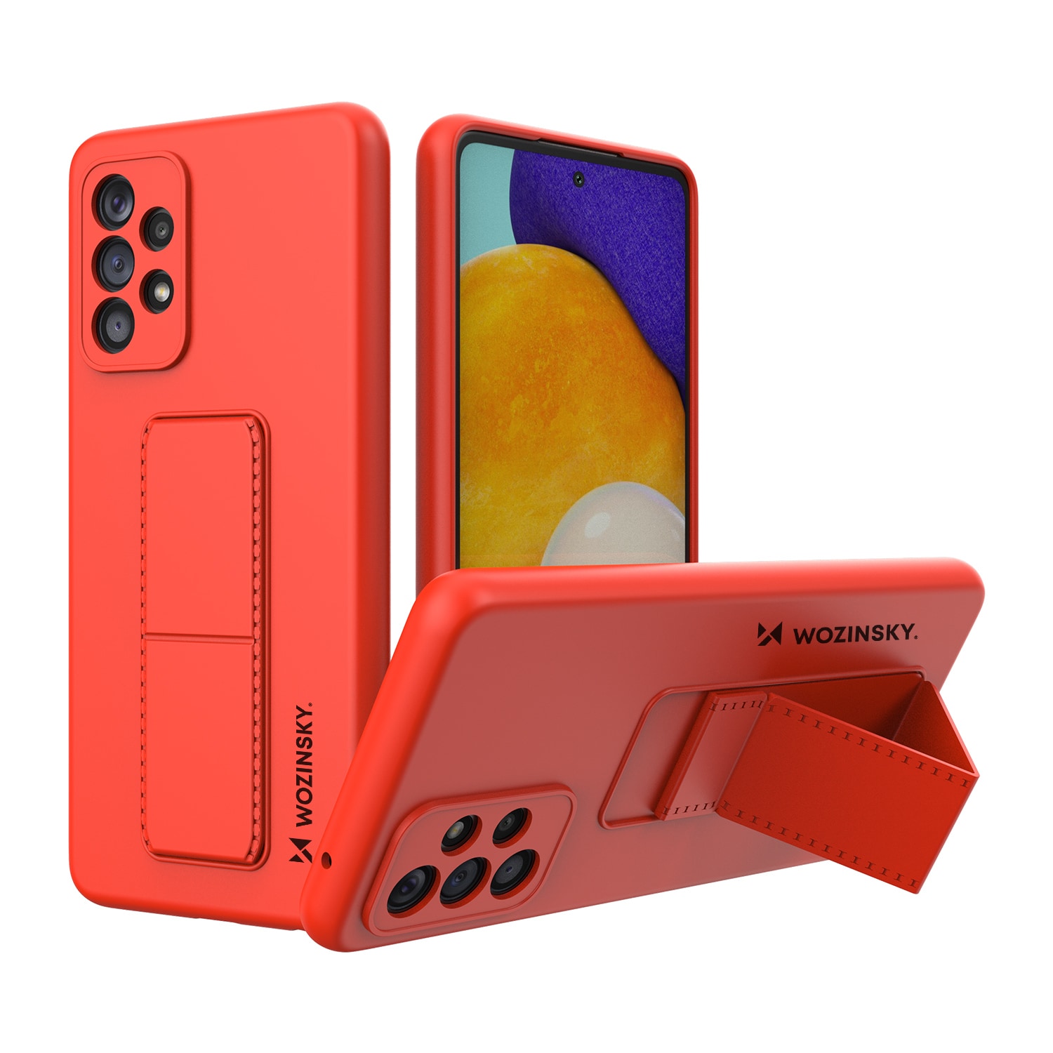 Wozinsky Kickstand Case silikoni kotelo jalusta Samsung Galaxy A73 punainen