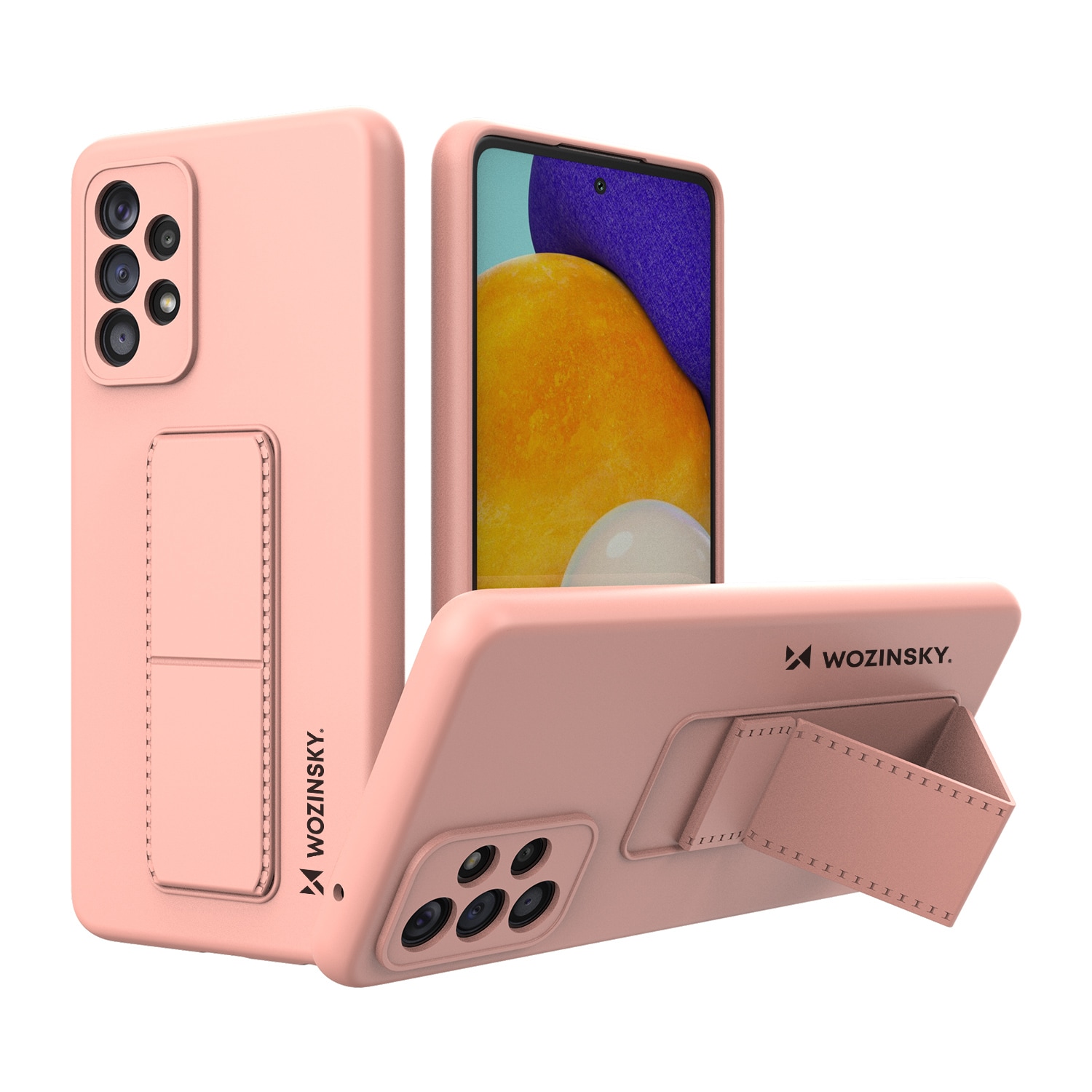 Wozinsky Kickstand Case silikoni tapauksessa jalusta Samsung Galaxy A73 vaaleanpunainen