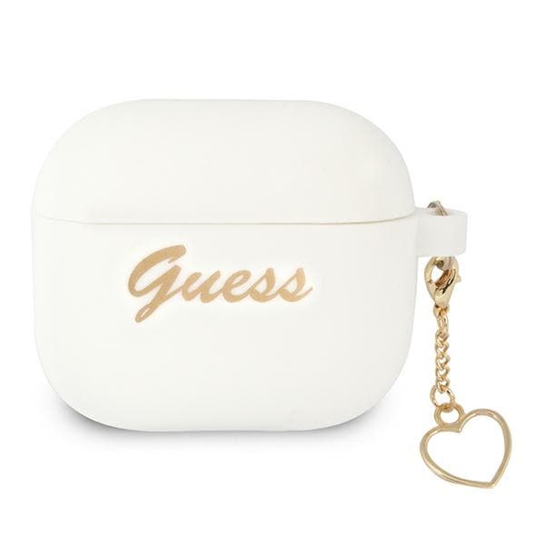 Guess GUA3LSCHSH AirPods 3:n suojus valkoinen/valkoinen Silikoni Charm Sydänmallisto