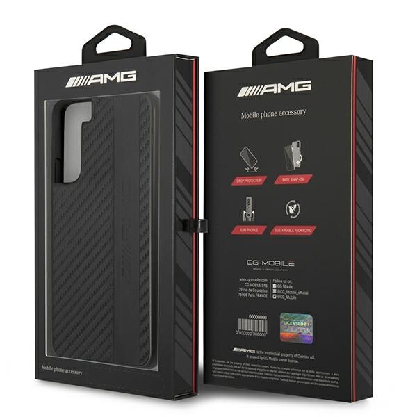 AMG Carbon Stripe&Embossed Kotelo Samsung Galaxy S22+ - musta