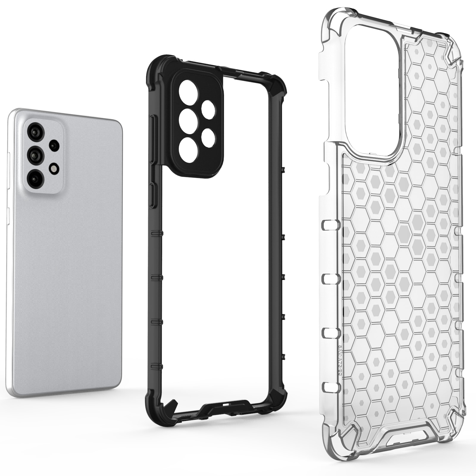 Honeycomb tapauksessa panssaroitu kansi geelirunko Samsung Galaxy A73 musta