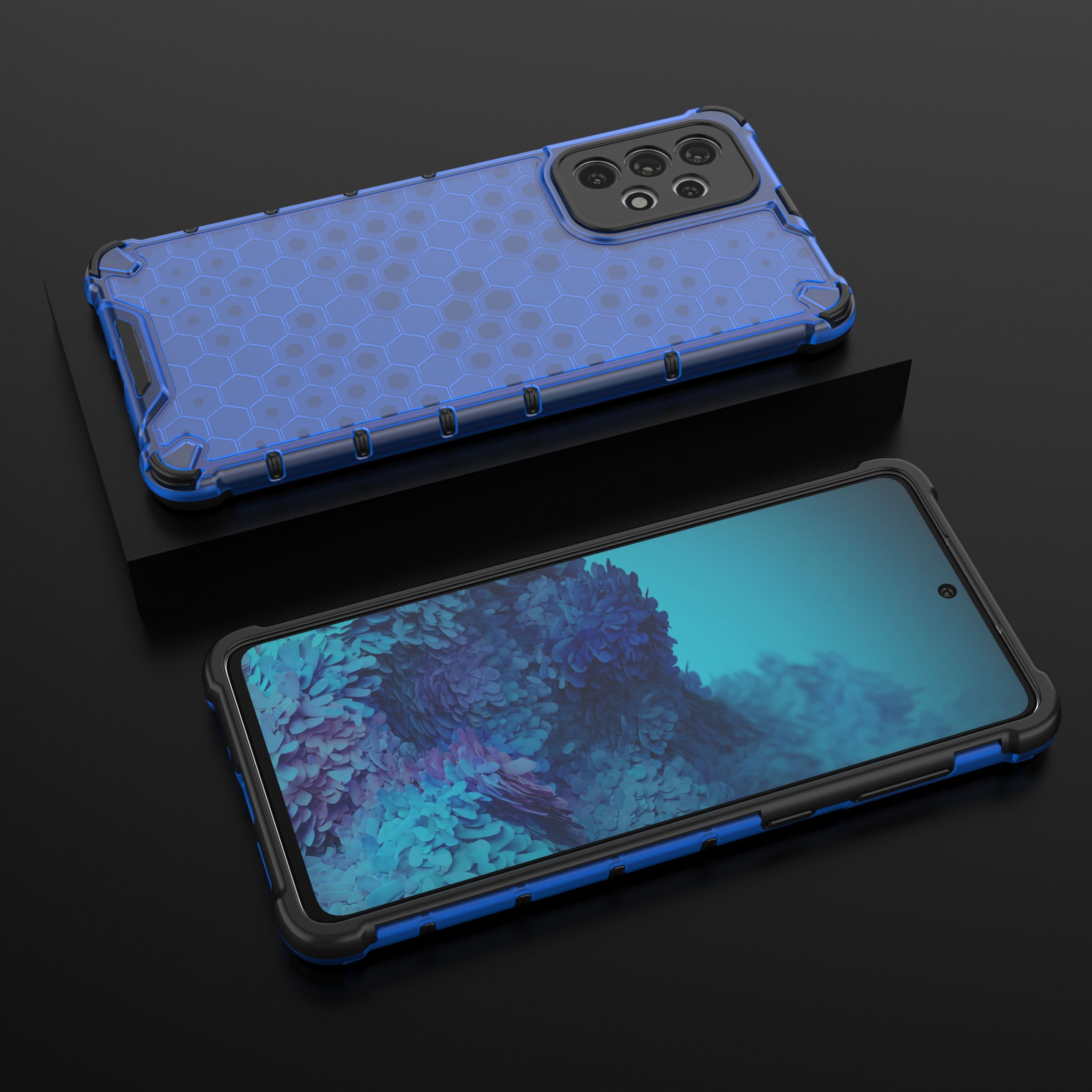 Honeycomb tapauksessa panssaroitu kansi geelirunko Samsung Galaxy A73 sininen