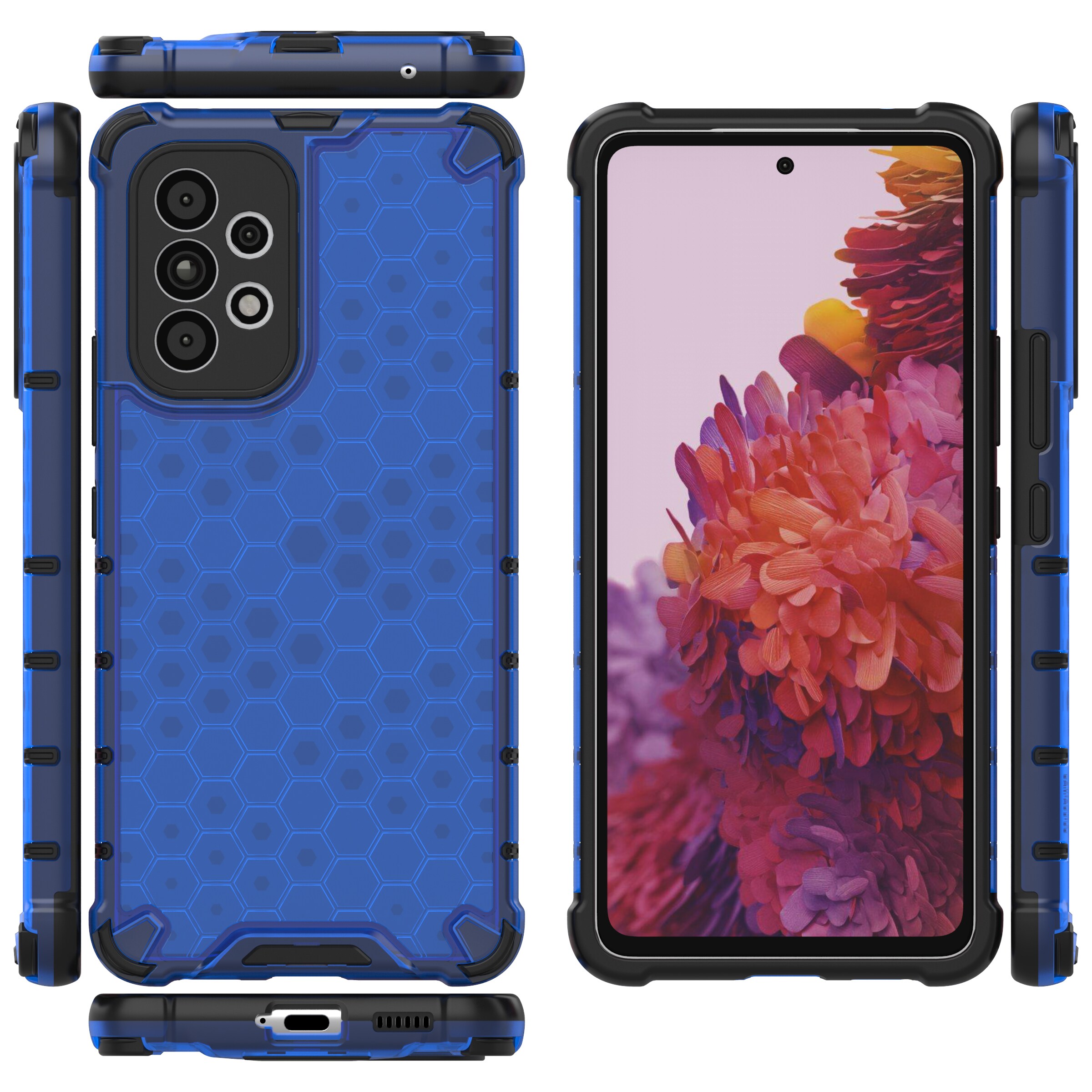 Honeycomb tapauksessa panssaroitu kansi geelirunko Samsung Galaxy A73 sininen