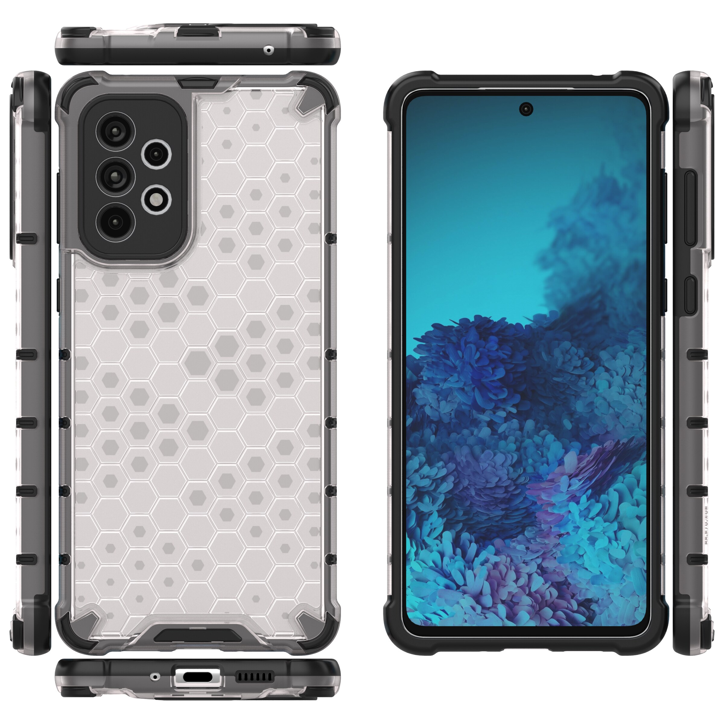 Honeycomb tapauksessa panssaroitu kansi geelirunko Samsung Galaxy A73 läpinäkyvää varten