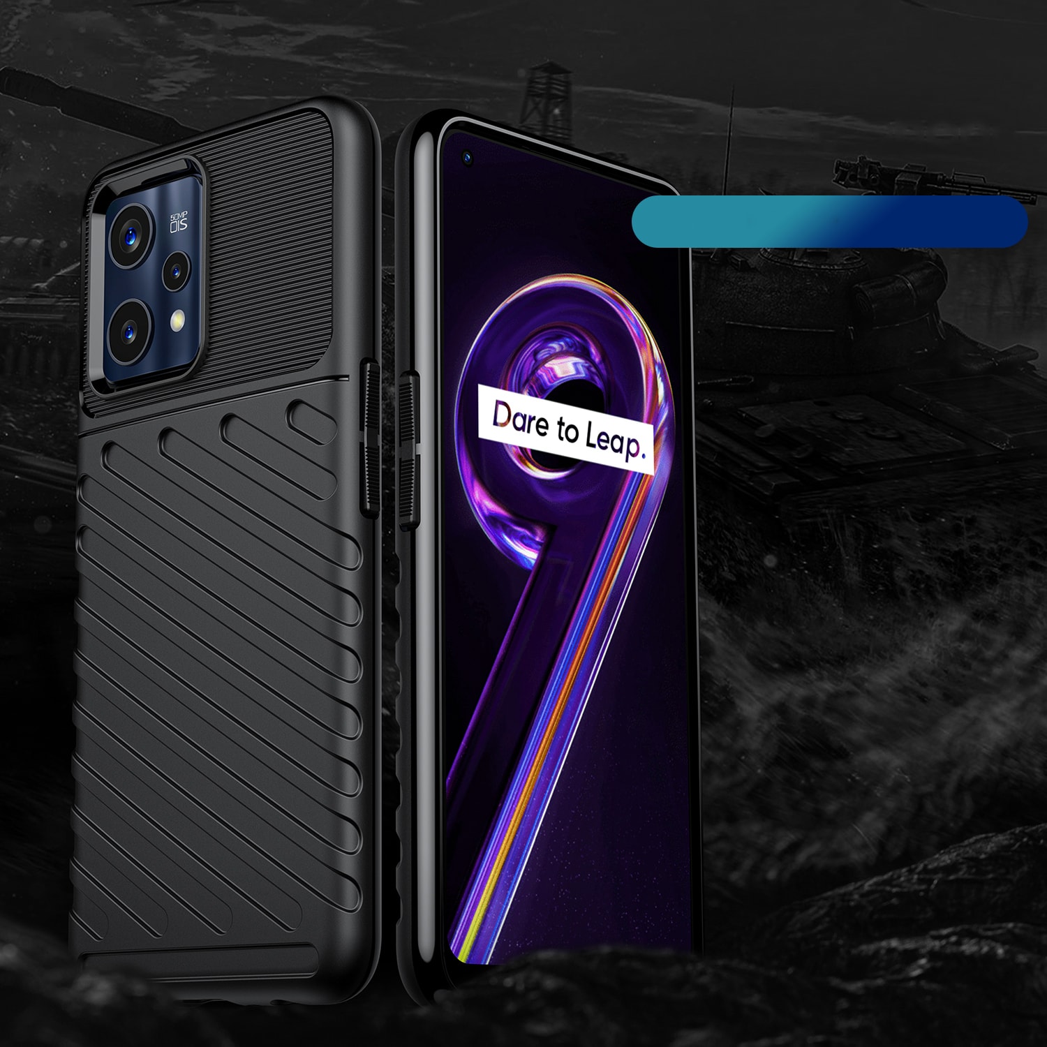 Thunder Case Joustava panssaroitu suojus Realme 9 Pro + (9 Pro Plus) musta