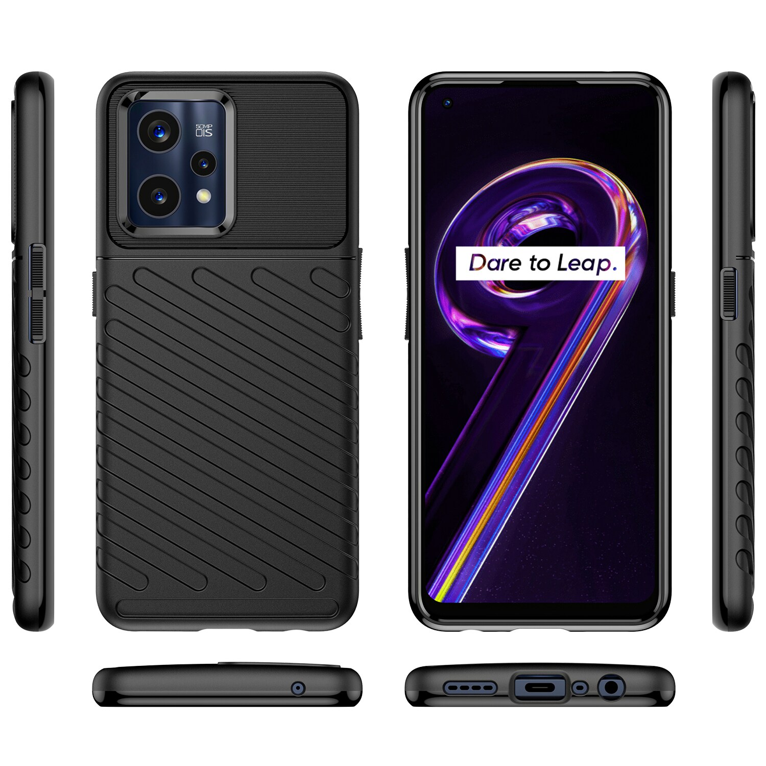 Thunder Case Joustava panssaroitu suojus Realme 9 Pro + (9 Pro Plus) musta