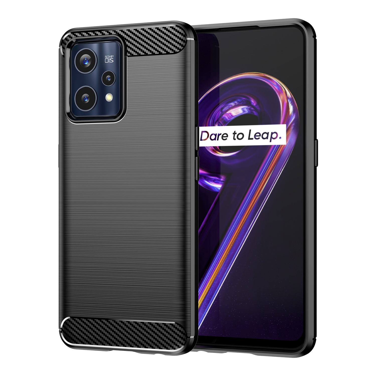 Carbon Case Joustava suojus Realme 9 Pro + (9 Pro Plus) musta