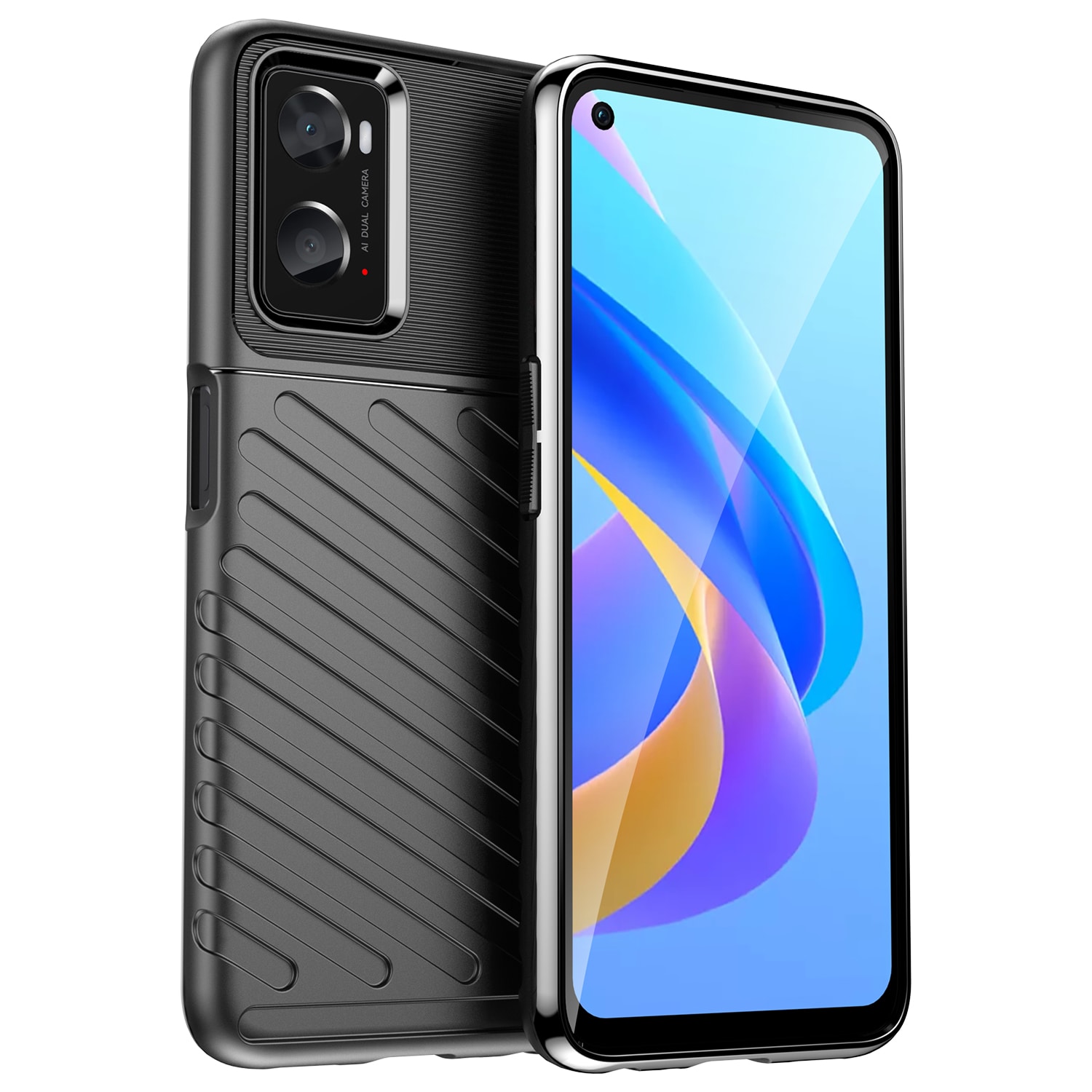 Thunder Case joustava panssaroitu suojus Oppo A76 / Oppo A36 / Realme 9i musta