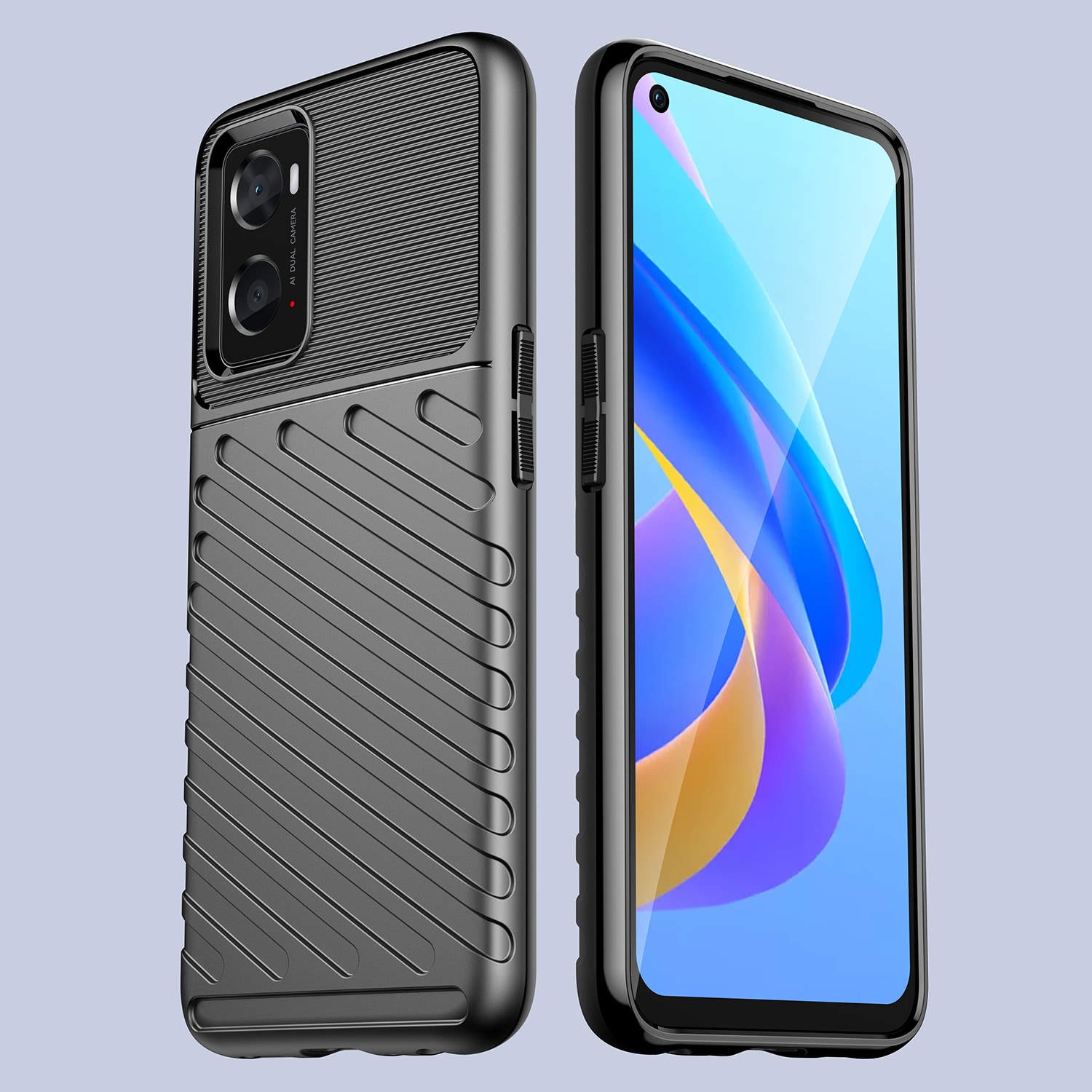 Thunder Case joustava panssaroitu suojus Oppo A76 / Oppo A36 / Realme 9i musta