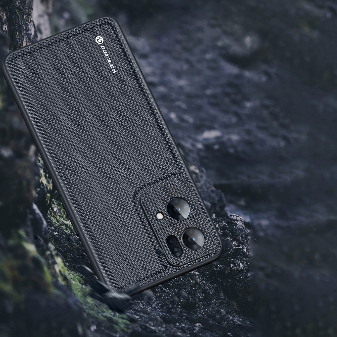 Dux Ducis Fino kotelo kansi päällystetty nylon materiaalia Oppo Reno7 Pro 5G musta
