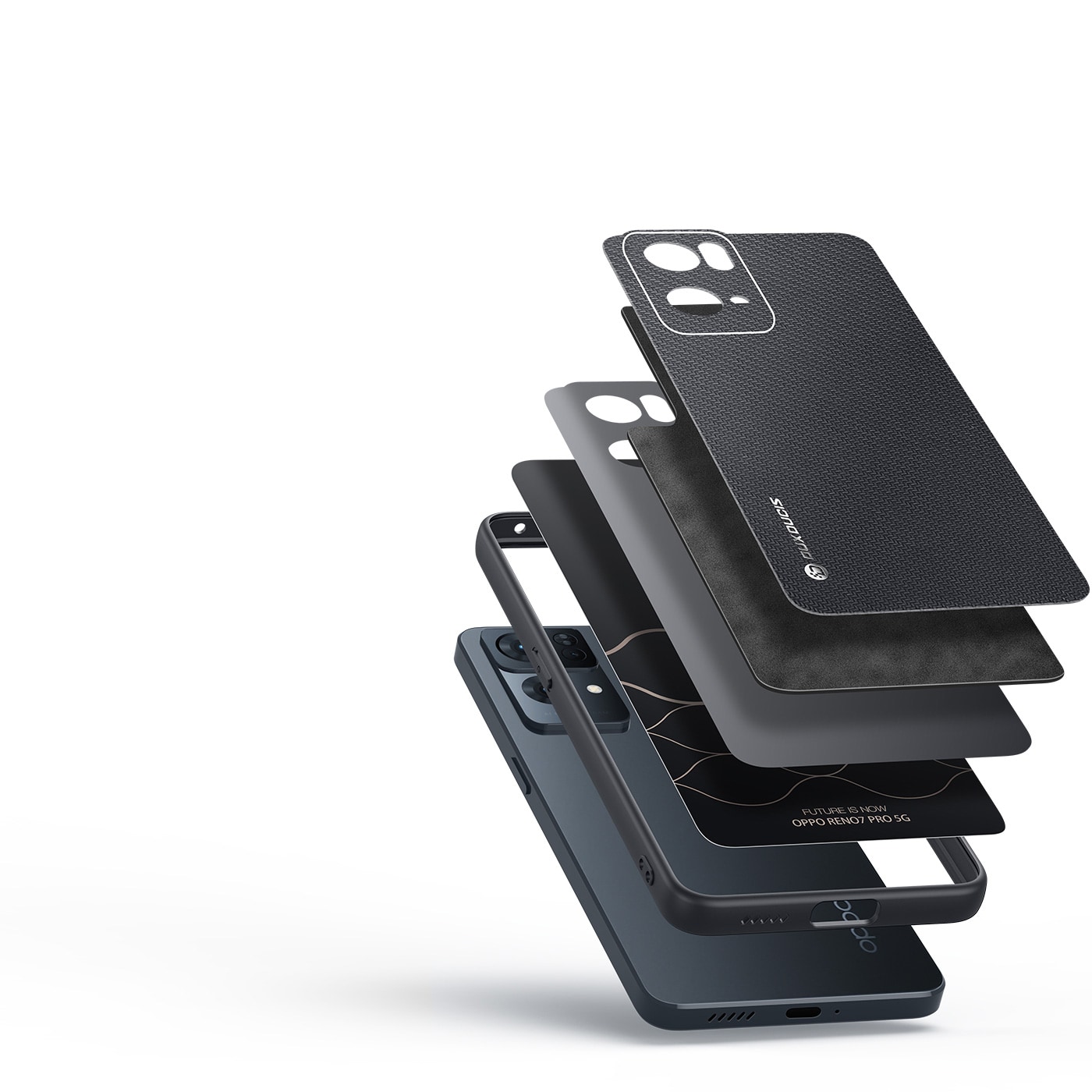 Dux Ducis Fino kotelo kansi päällystetty nylon materiaalia Oppo Reno7 Pro 5G musta
