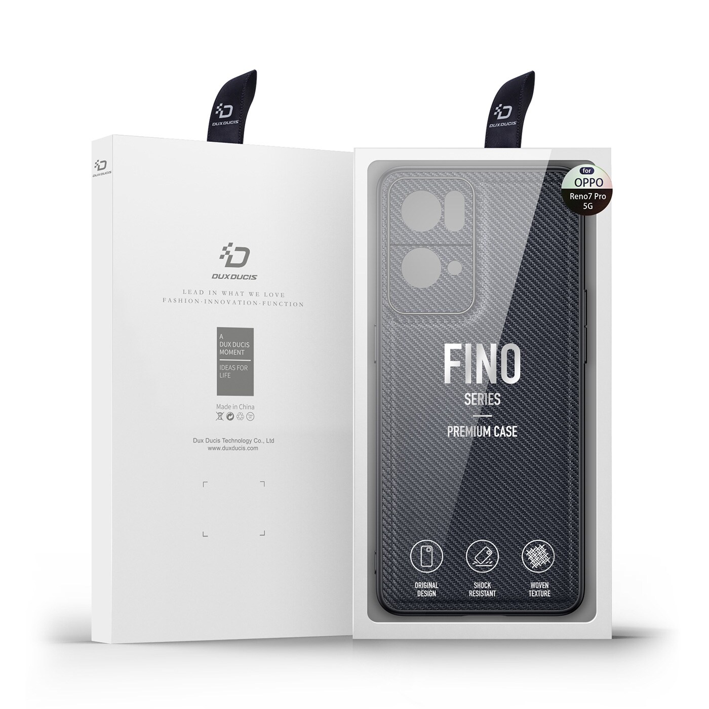 Dux Ducis Fino kotelo kansi päällystetty nylon materiaalia Oppo Reno7 Pro 5G musta