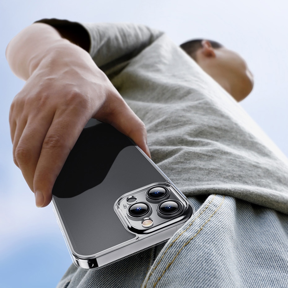 Baseus Himmeä lasi kotelo kansi iPhone 13 Pro Max Kova kansi geelikehyksellä läpinäkyvä (ARWS000802)
