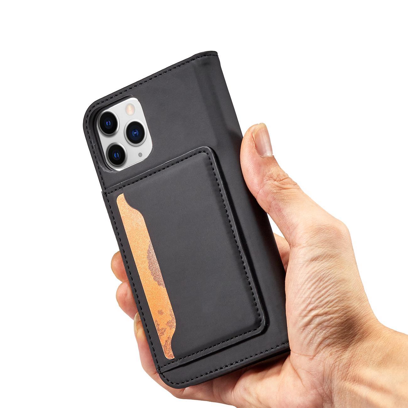 Magnet Korttikotelo iPhone 12 Pro Kotelo Kortti Lompakko Kortinhaltija Musta