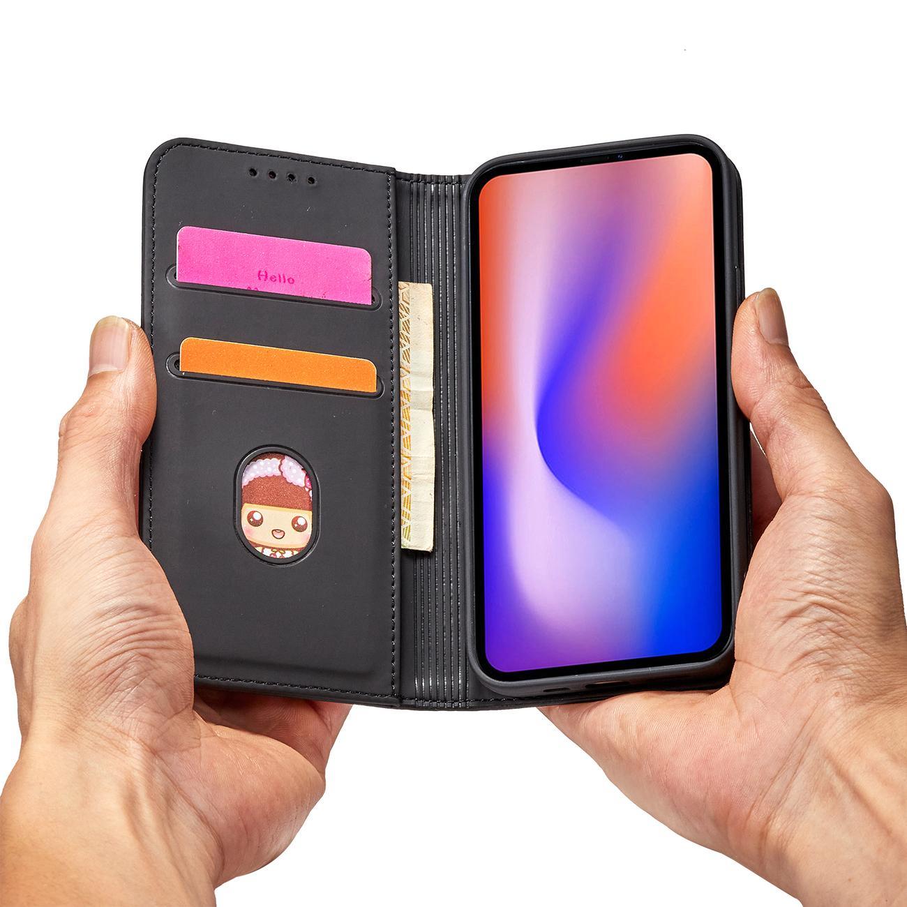 Magnet Korttikotelo iPhone 12 Pro Kotelo Kortti Lompakko Kortinhaltija Musta