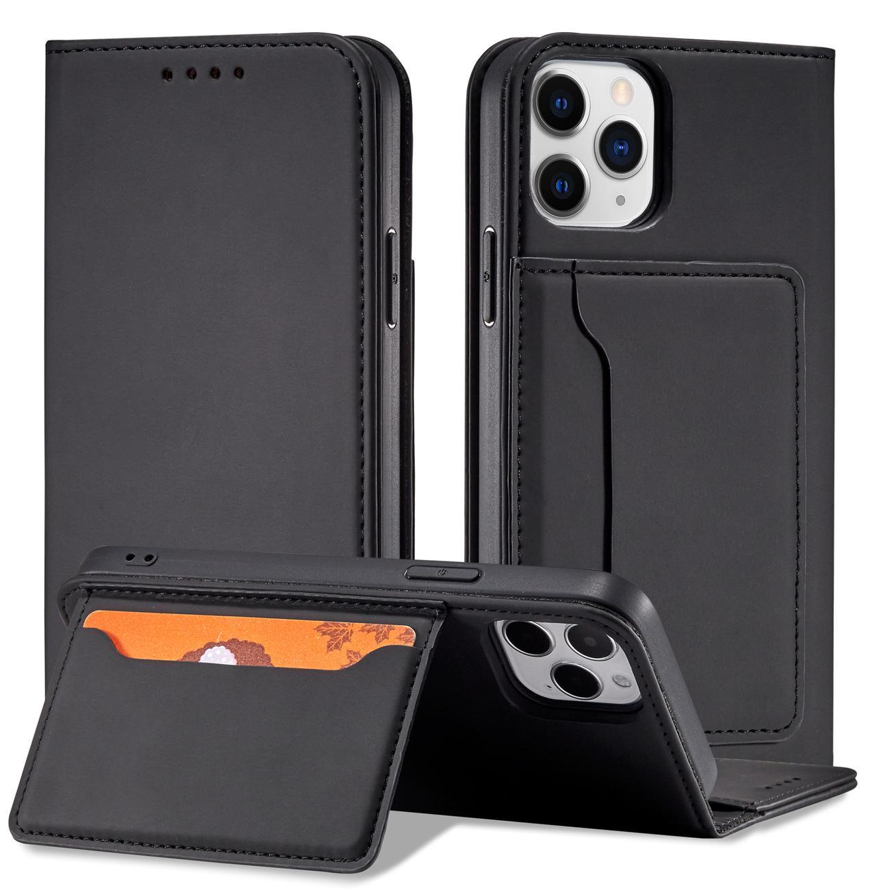 Magnet Korttikotelo iPhone 12 Pro Kotelo Kortti Lompakko Kortinhaltija Musta