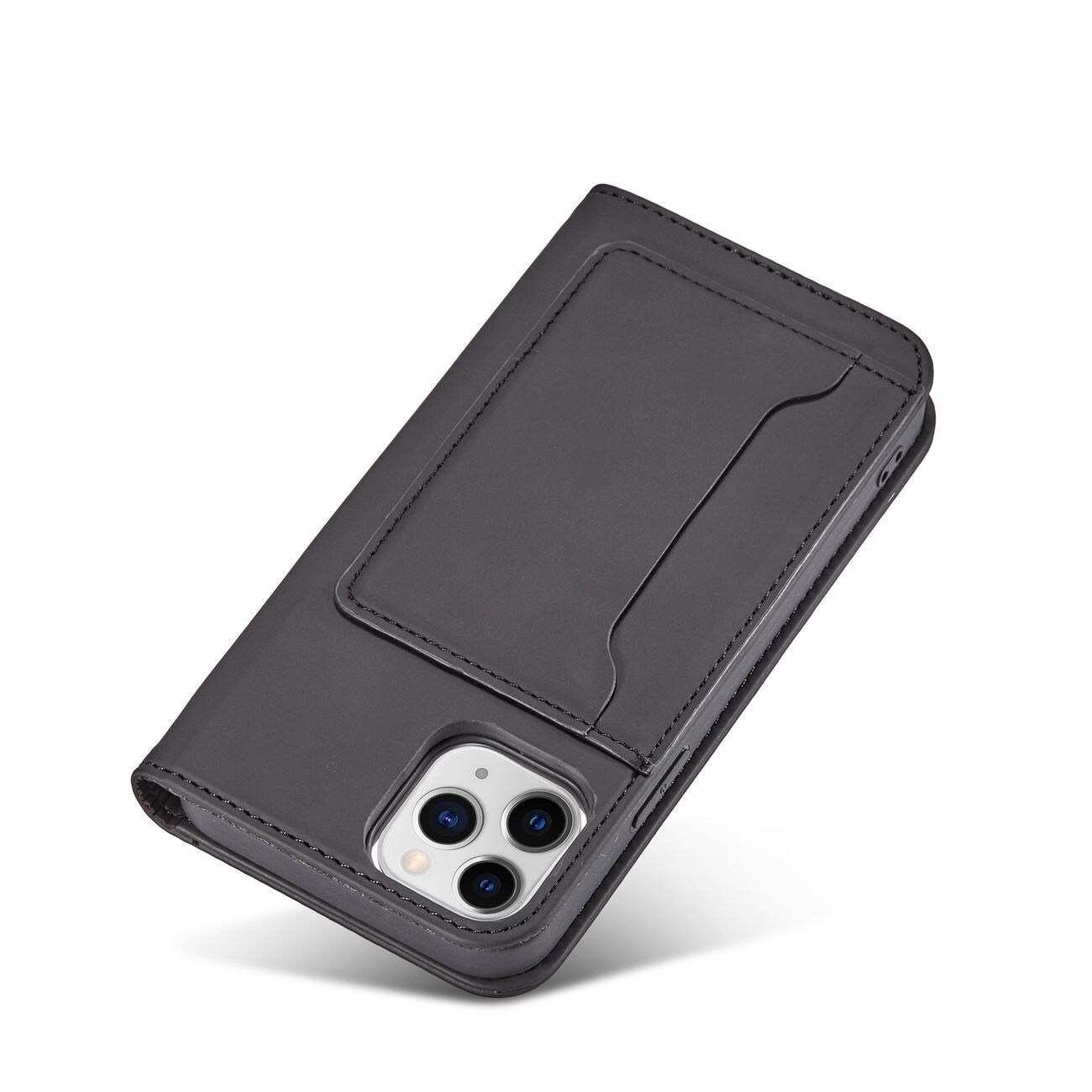 Magnet Korttikotelo iPhone 12 Pro Kotelo Kortti Lompakko Kortinhaltija Musta