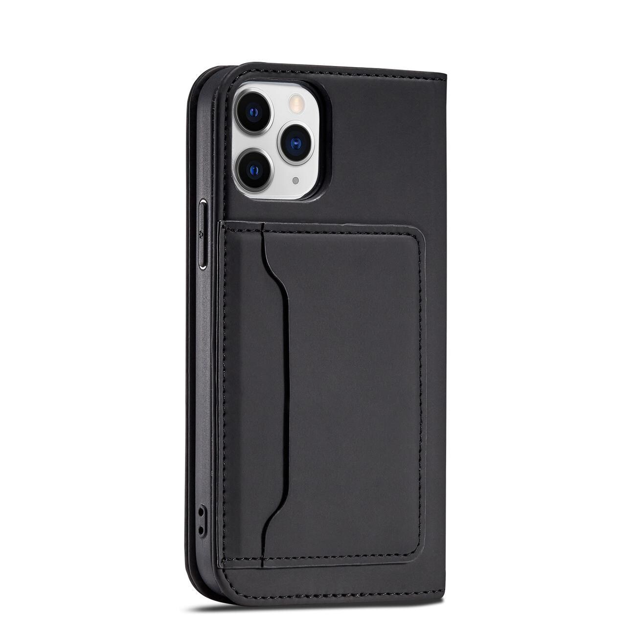 Magnet Korttikotelo iPhone 12 Pro Kotelo Kortti Lompakko Kortinhaltija Musta