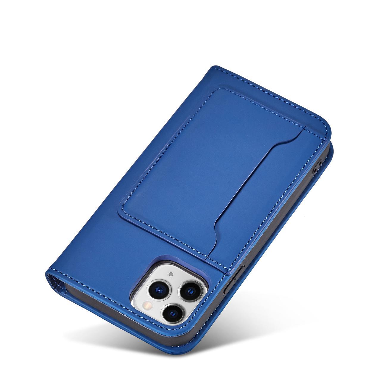 Magnet Korttikotelo iPhone 12 Pro kansi kortti lompakko kortti kortti jalusta sininen