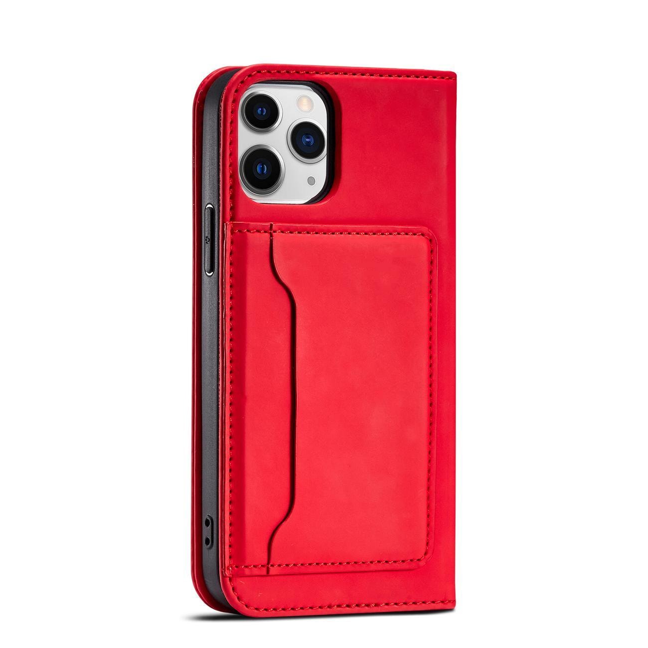 Magnet Korttikotelo iPhone 12 Pro Kotelo Kortti Lompakko Kortinhaltija Punainen