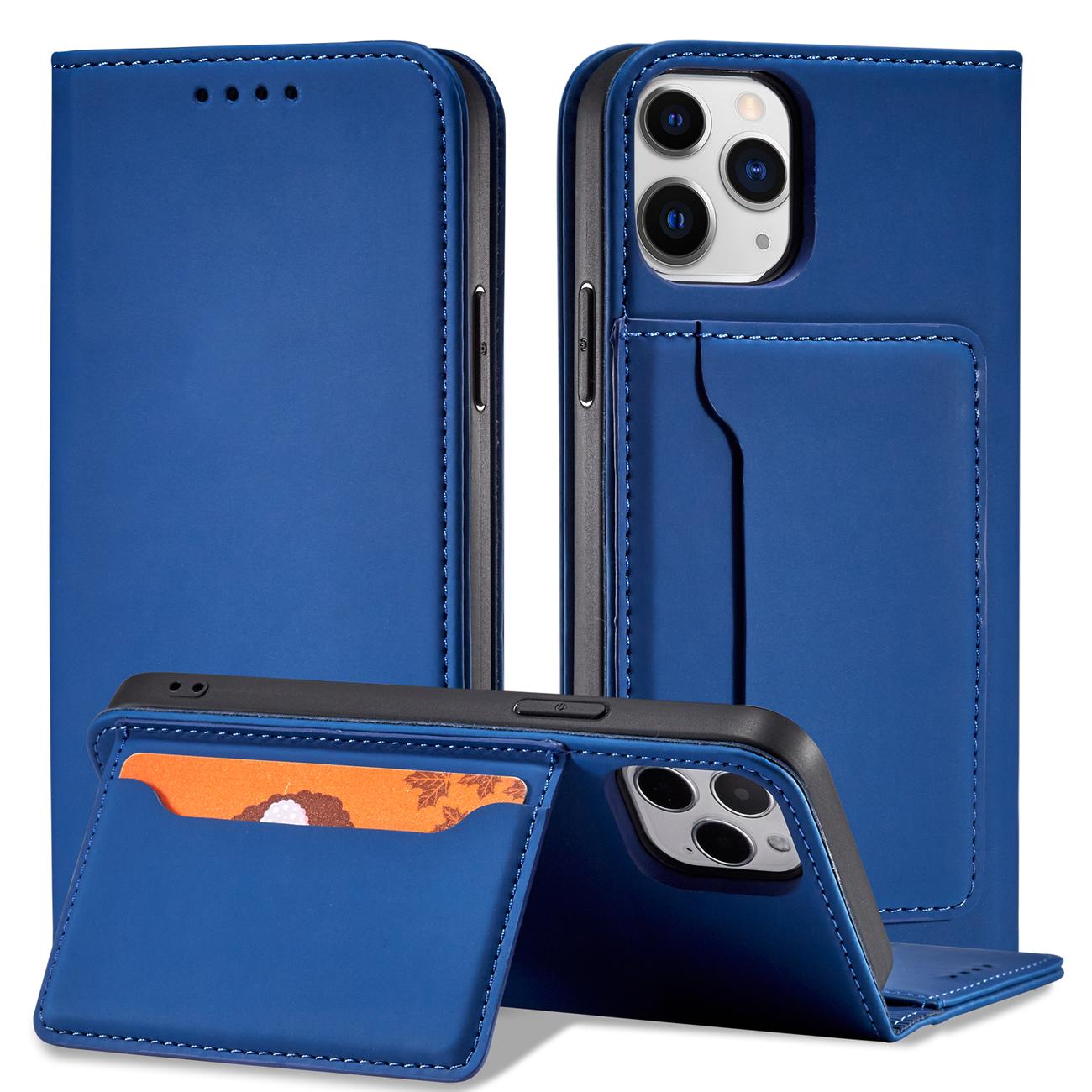 Magnet Korttikotelo iPhone 12 Pro Max Korttikotelo Kortti lompakko Kortinhaltija Sininen