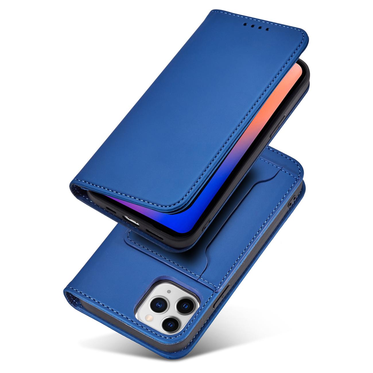 Magnet Korttikotelo iPhone 12 Pro Max Korttikotelo Kortti lompakko Kortinhaltija Sininen
