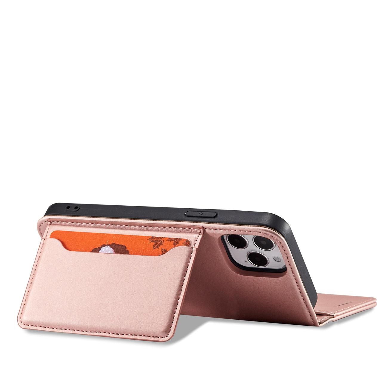 Magnet Korttikotelo iPhone 12 Pro Max Korttikotelo Kortti Lompakko Kortinhaltija Vaaleanpunainen