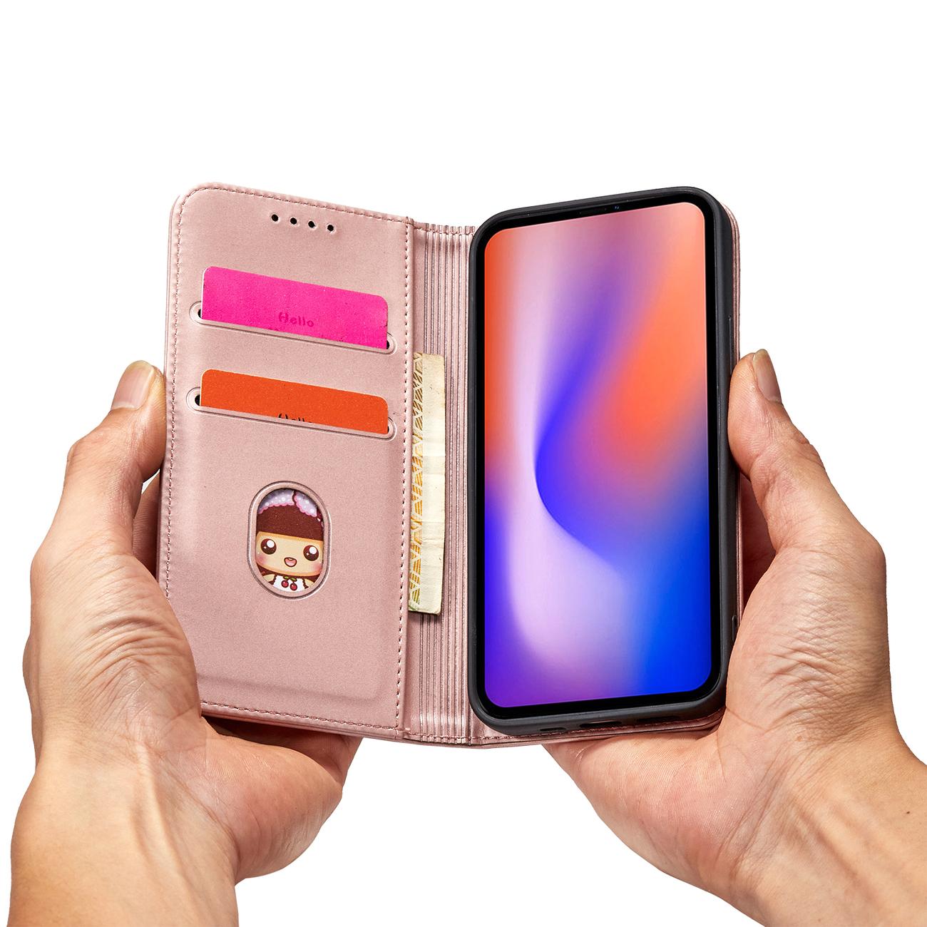Magnet Korttikotelo iPhone 12 Pro Max Korttikotelo Kortti Lompakko Kortinhaltija Vaaleanpunainen
