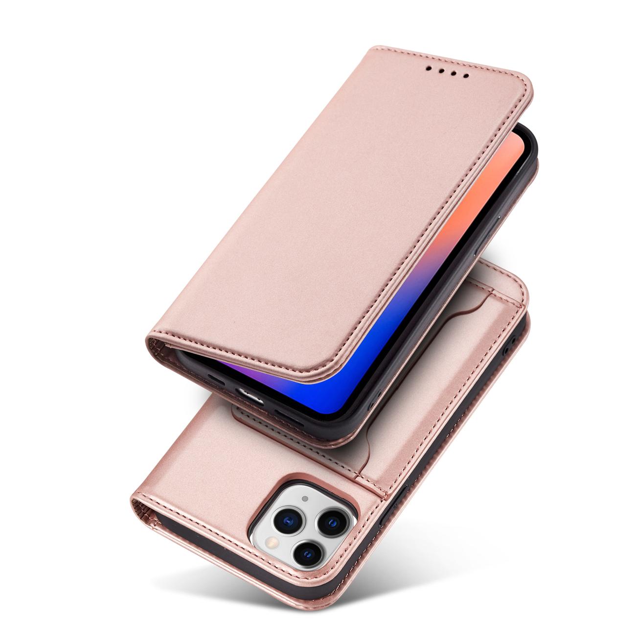 Magnet Korttikotelo iPhone 12 Pro Max Korttikotelo Kortti Lompakko Kortinhaltija Vaaleanpunainen