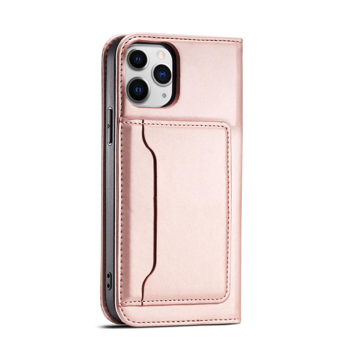 Magnet Korttikotelo iPhone 12 Pro Max Korttikotelo Kortti Lompakko Kortinhaltija Vaaleanpunainen