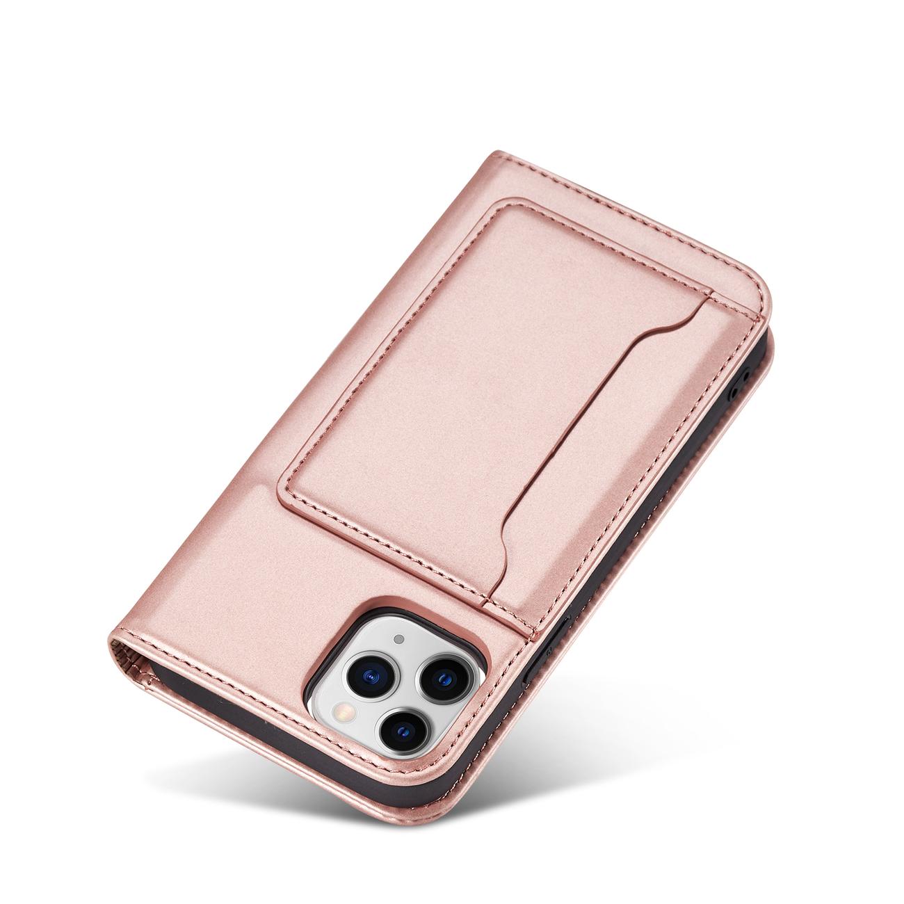 Magnet Korttikotelo iPhone 12 Pro Max Korttikotelo Kortti Lompakko Kortinhaltija Vaaleanpunainen