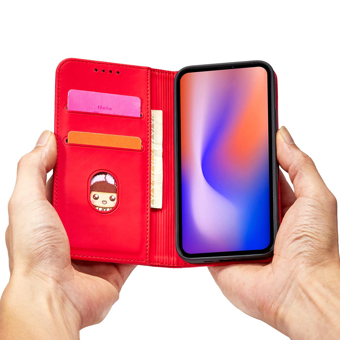 Magnet Korttikotelo iPhone 12 Pro Max Korttikotelo Kortti Lompakko Kortinhaltija Punainen