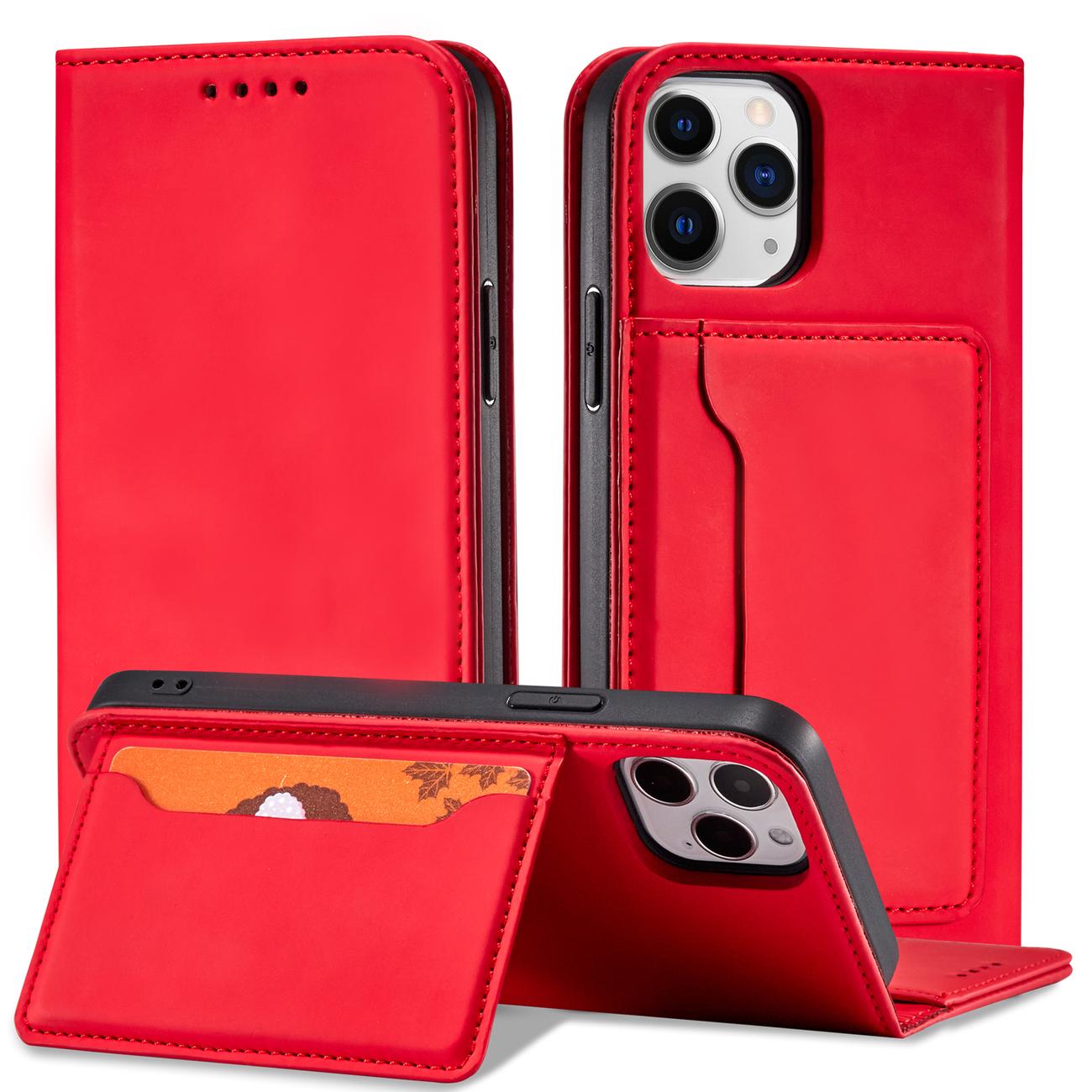 Magnet Korttikotelo iPhone 12 Pro Max Korttikotelo Kortti Lompakko Kortinhaltija Punainen