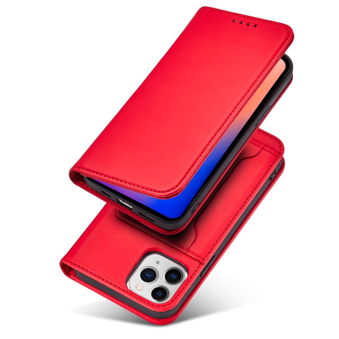 Magnet Korttikotelo iPhone 12 Pro Max Korttikotelo Kortti Lompakko Kortinhaltija Punainen